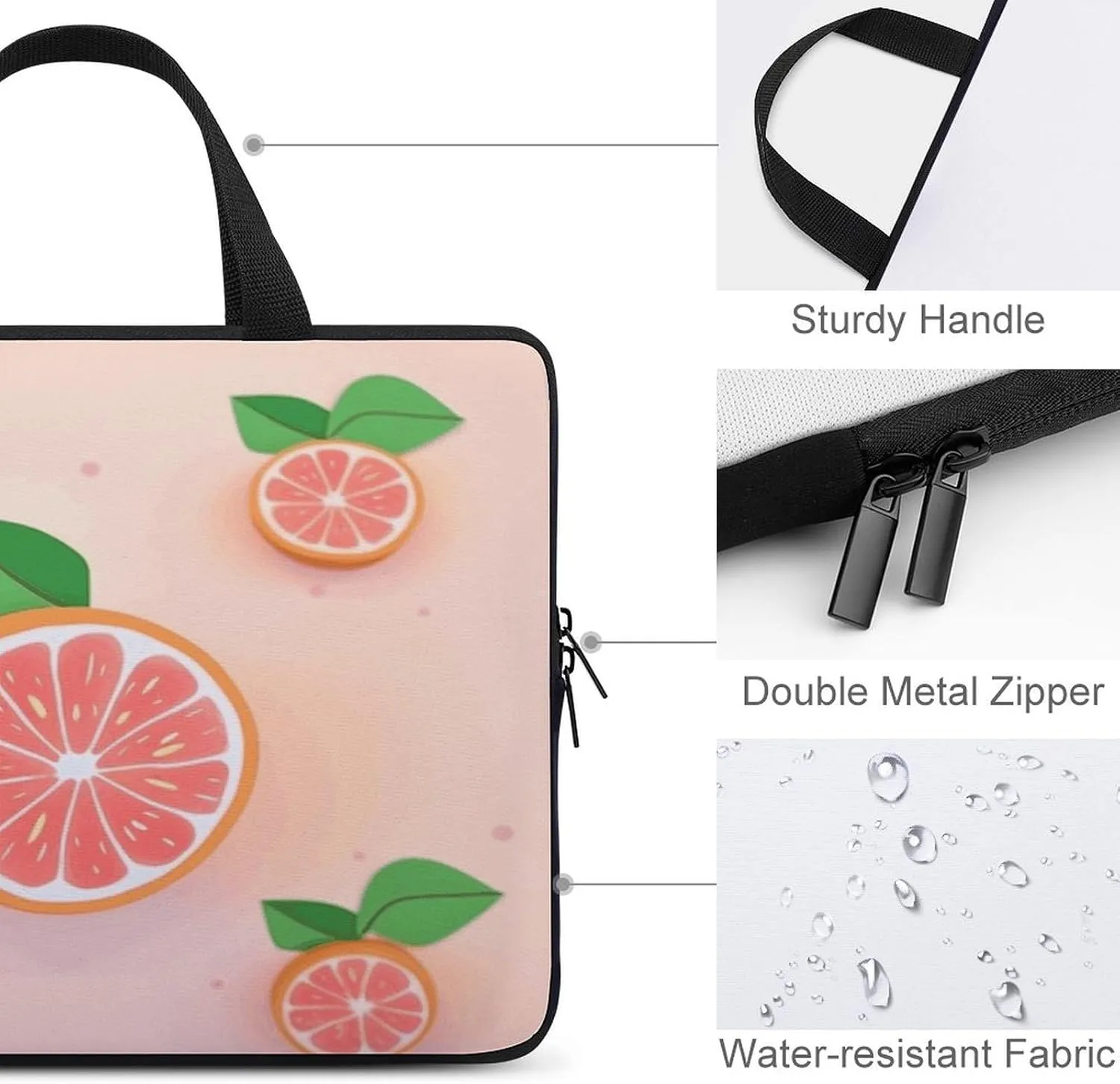 Laptop Bag Ultrathin Cute Grapefruit Printing Laptop Carrying Case Portability Messenger Bags For Work Travel