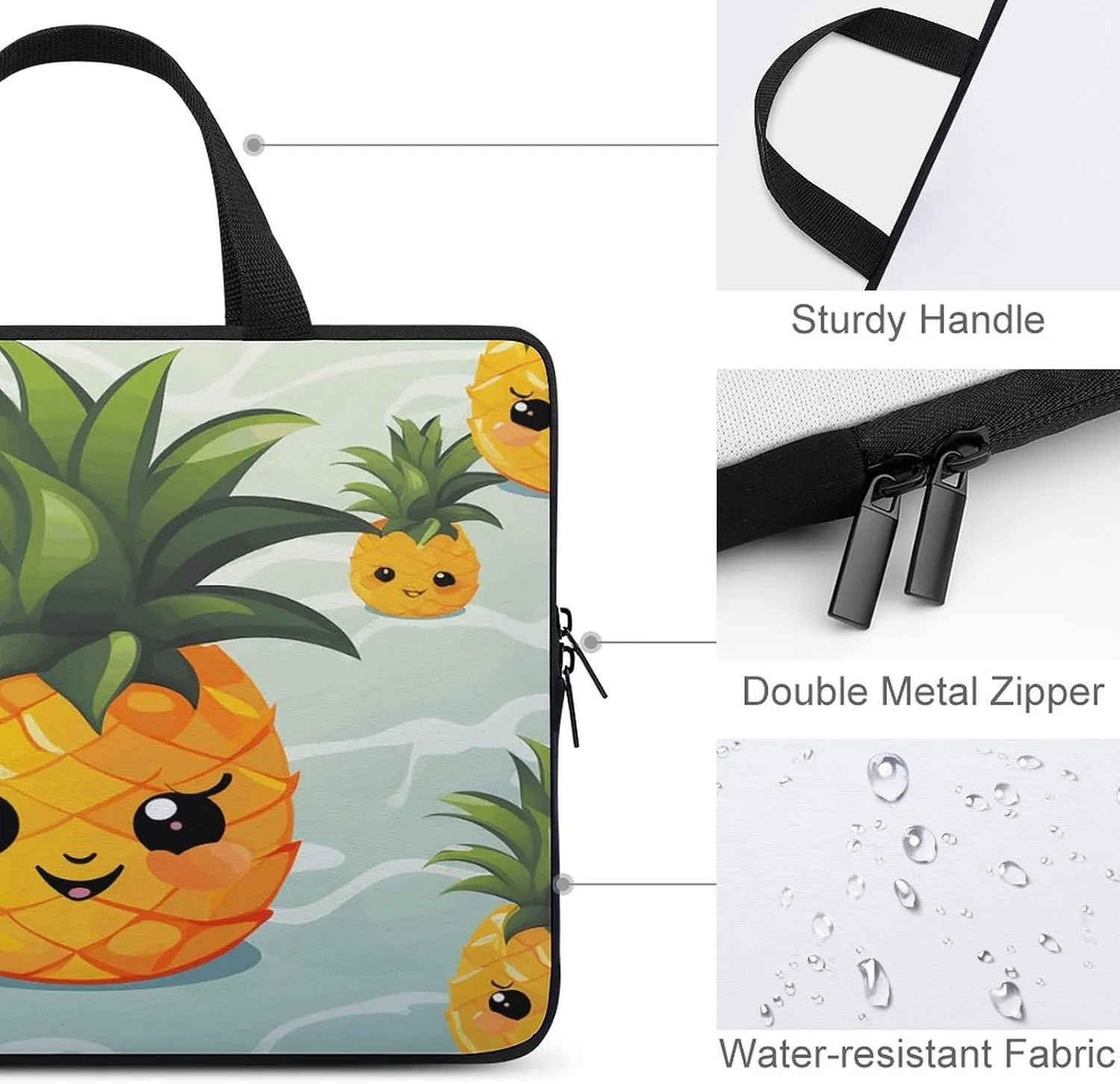 Laptop Bag Ultrathin Cute Pineapple Printing Laptop Carrying Case Portability Messenger Bags For Work Travel