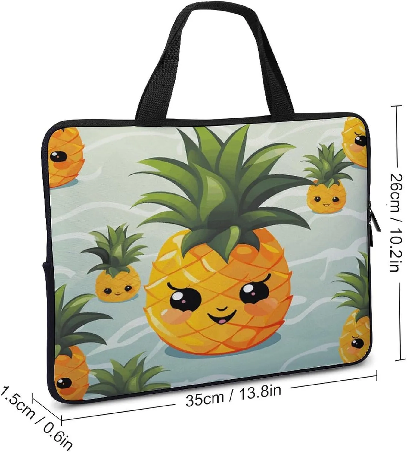 Laptop Bag Ultrathin Cute Pineapple Printing Laptop Carrying Case Portability Messenger Bags For Work Travel