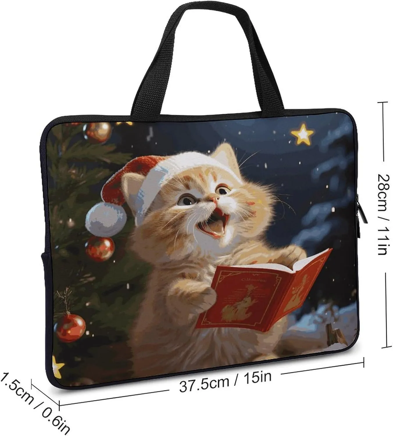 Laptop Bag Ultrathin Cute Sing Christmas Carols Printing Laptop Carrying Case Portability Messenger Bags For Work Travel