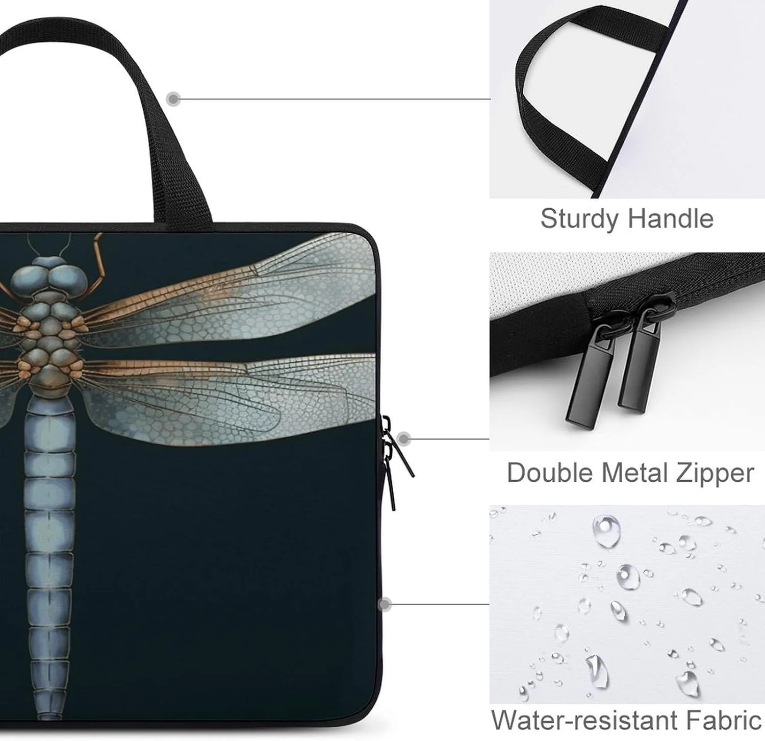 Laptop Bag Ultrathin Dragonfly Printing Laptop Carrying Case Portability Messenger Bags For Work Travel