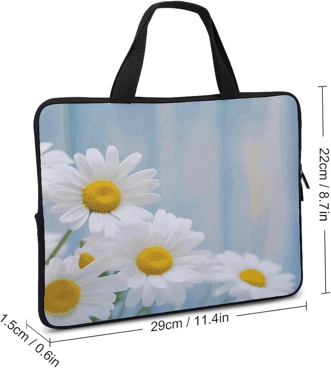 Laptop Bag Ultrathin Elegant Spring Daisy Flowers Printing Laptop Carrying Case Portability Messenger Bags For Work Travel
