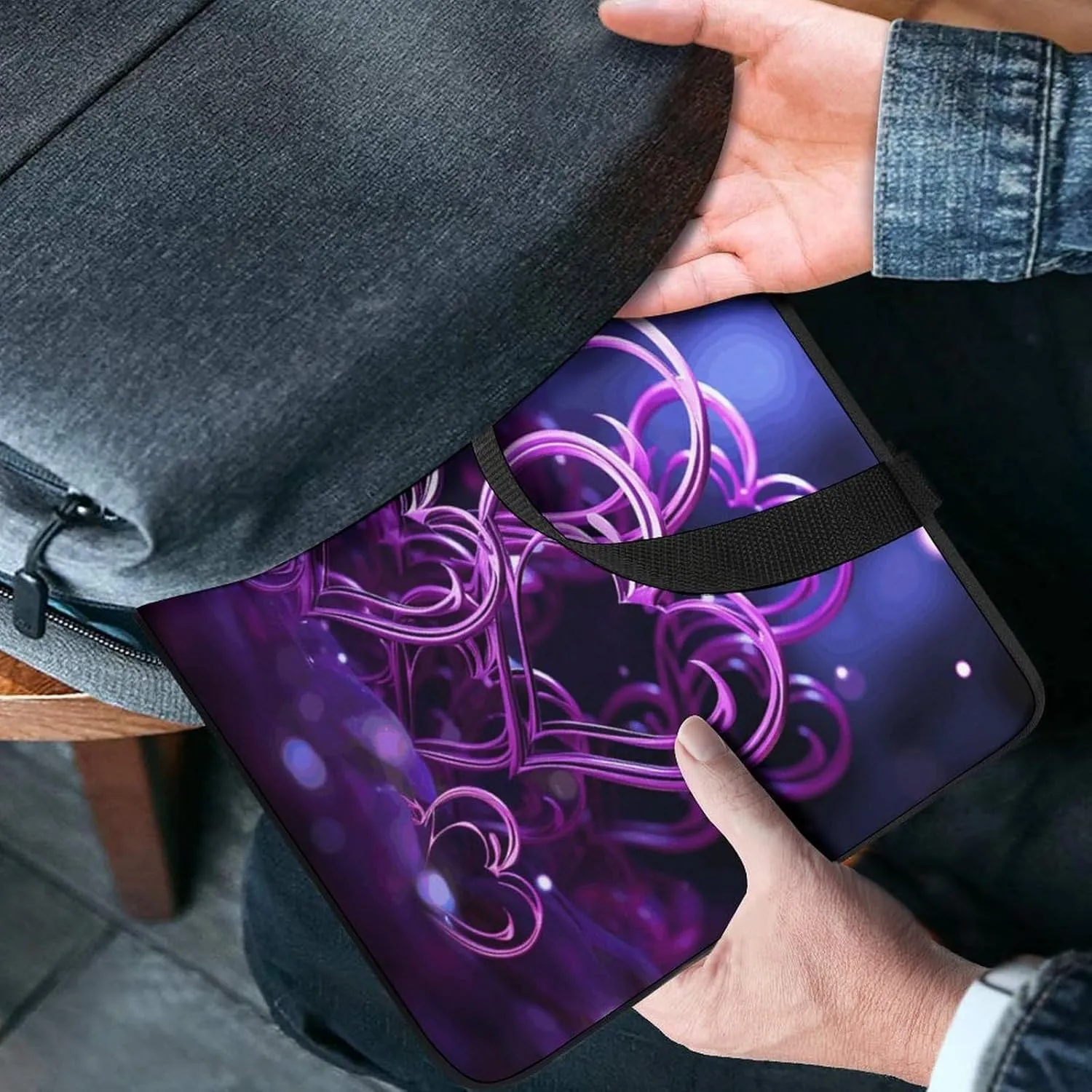 Laptop Bag Ultrathin Fashional Purple Hearts Printing Laptop Carrying Case Portability Messenger Bags For Work Travel