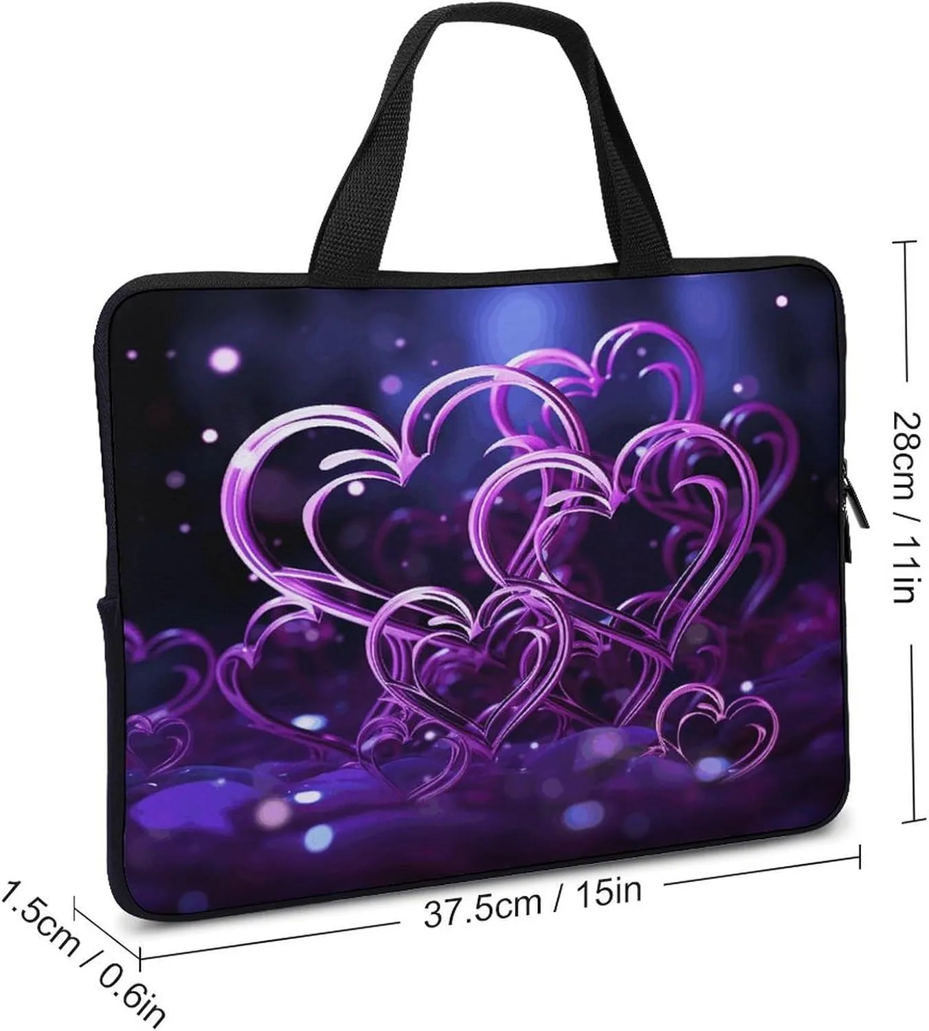 Laptop Bag Ultrathin Fashional Purple Hearts Printing Laptop Carrying Case Portability Messenger Bags For Work Travel