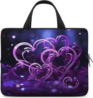 Laptop Bag Ultrathin Fashional Purple Hearts Printing Laptop Carrying Case Portability Messenger Bags For Work Travel