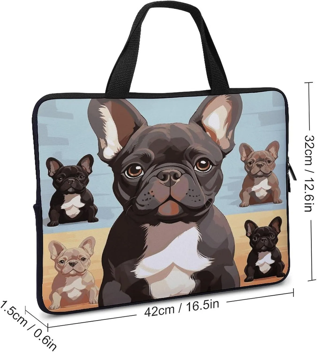 Laptop Bag Ultrathin French Bulldog Dog Cute Printing Laptop Carrying Case Portability Messenger Bags For Work Travel