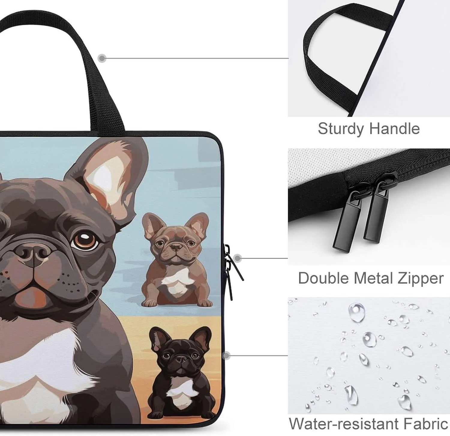 Laptop Bag Ultrathin French Bulldog Dog Cute Printing Laptop Carrying Case Portability Messenger Bags For Work Travel