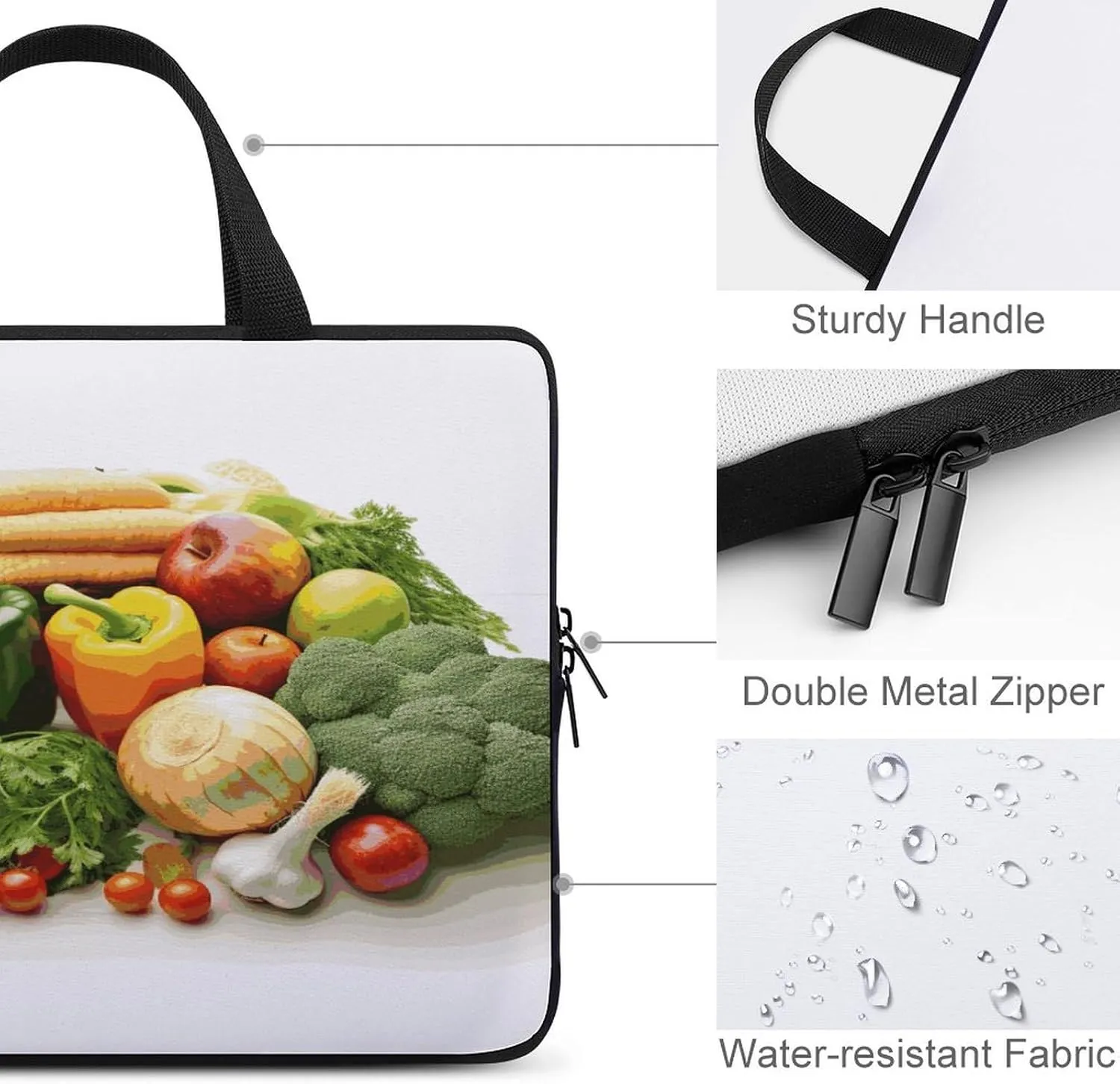 Laptop Bag Ultrathin Fresh Vegetables And Fruits Printing Laptop Carrying Case Portability Messenger Bags For Work Travel
