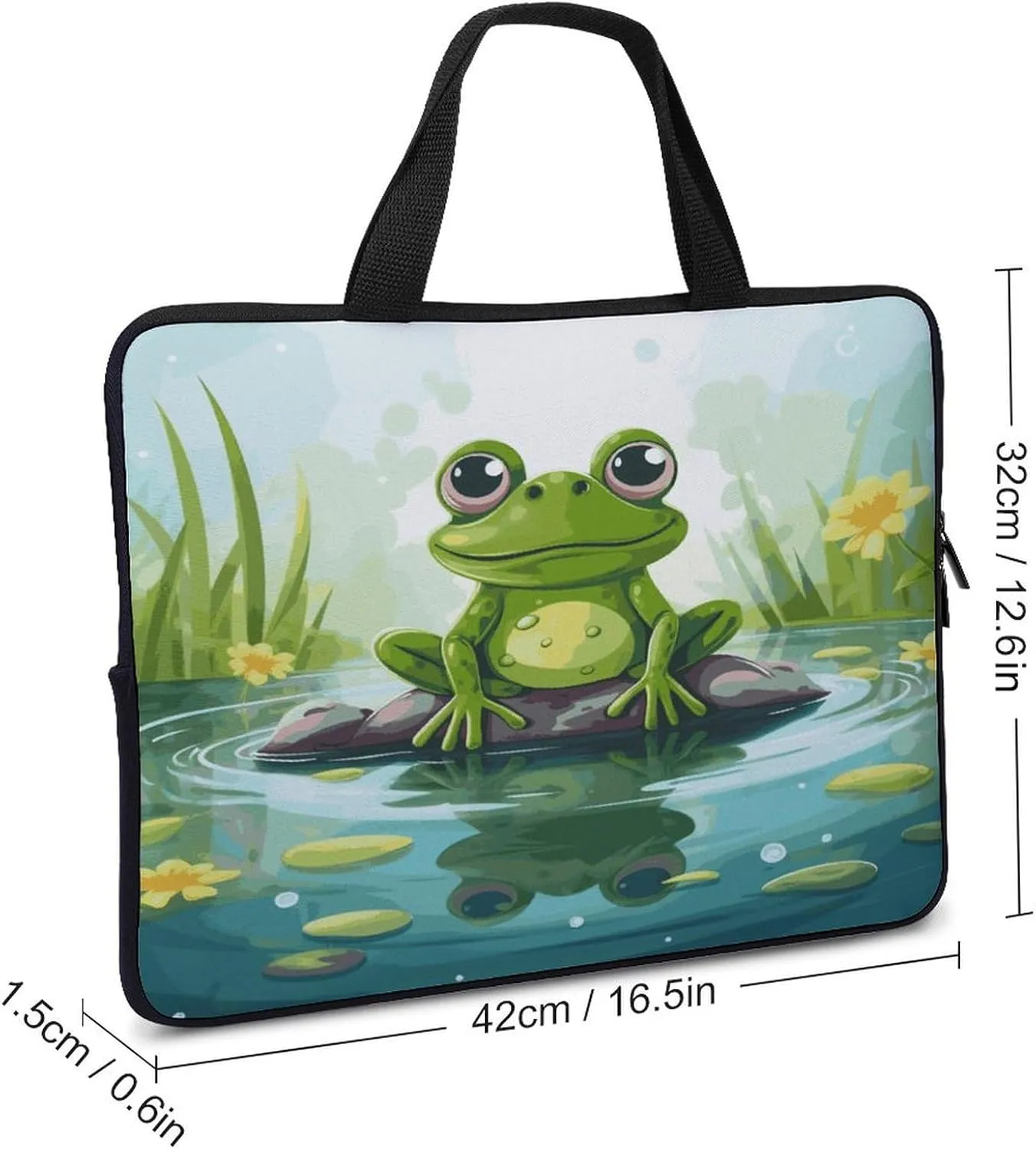 Laptop Bag Ultrathin Frog in A Pond Printing Laptop Carrying Case Portability Messenger Bags For Work Travel