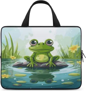 Laptop Bag Ultrathin Frog in A Pond Printing Laptop Carrying Case Portability Messenger Bags For Work Travel