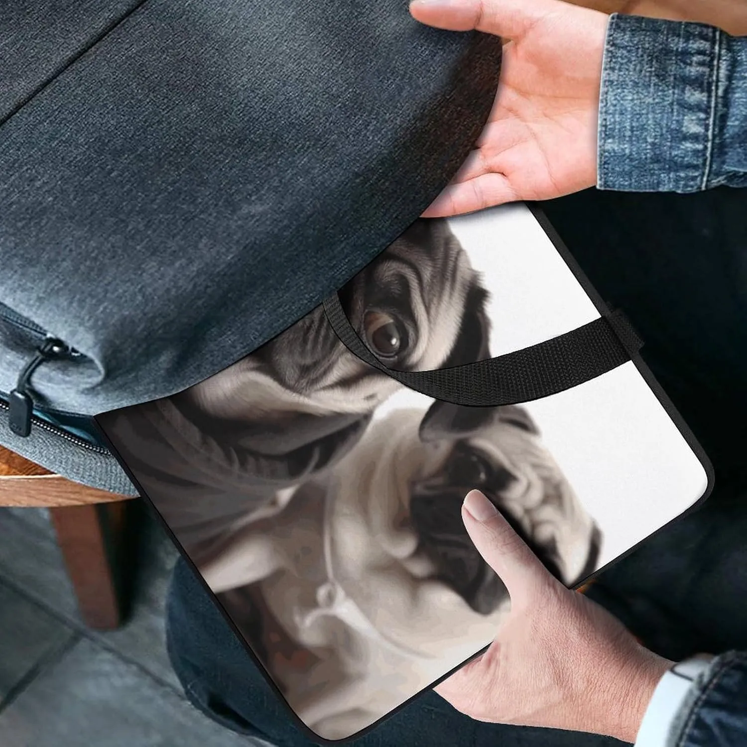 Laptop Bag Ultrathin Funny Animal Pug Dog Printing Laptop Carrying Case Portability Messenger Bags For Work Travel