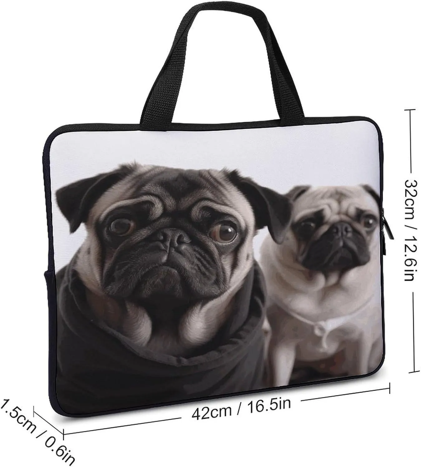 Laptop Bag Ultrathin Funny Animal Pug Dog Printing Laptop Carrying Case Portability Messenger Bags For Work Travel