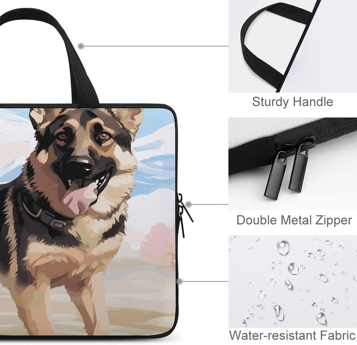 Laptop Bag Ultrathin German Shepherd Dog Lovers Printing Laptop Carrying Case Portability Messenger Bags For Work Travel