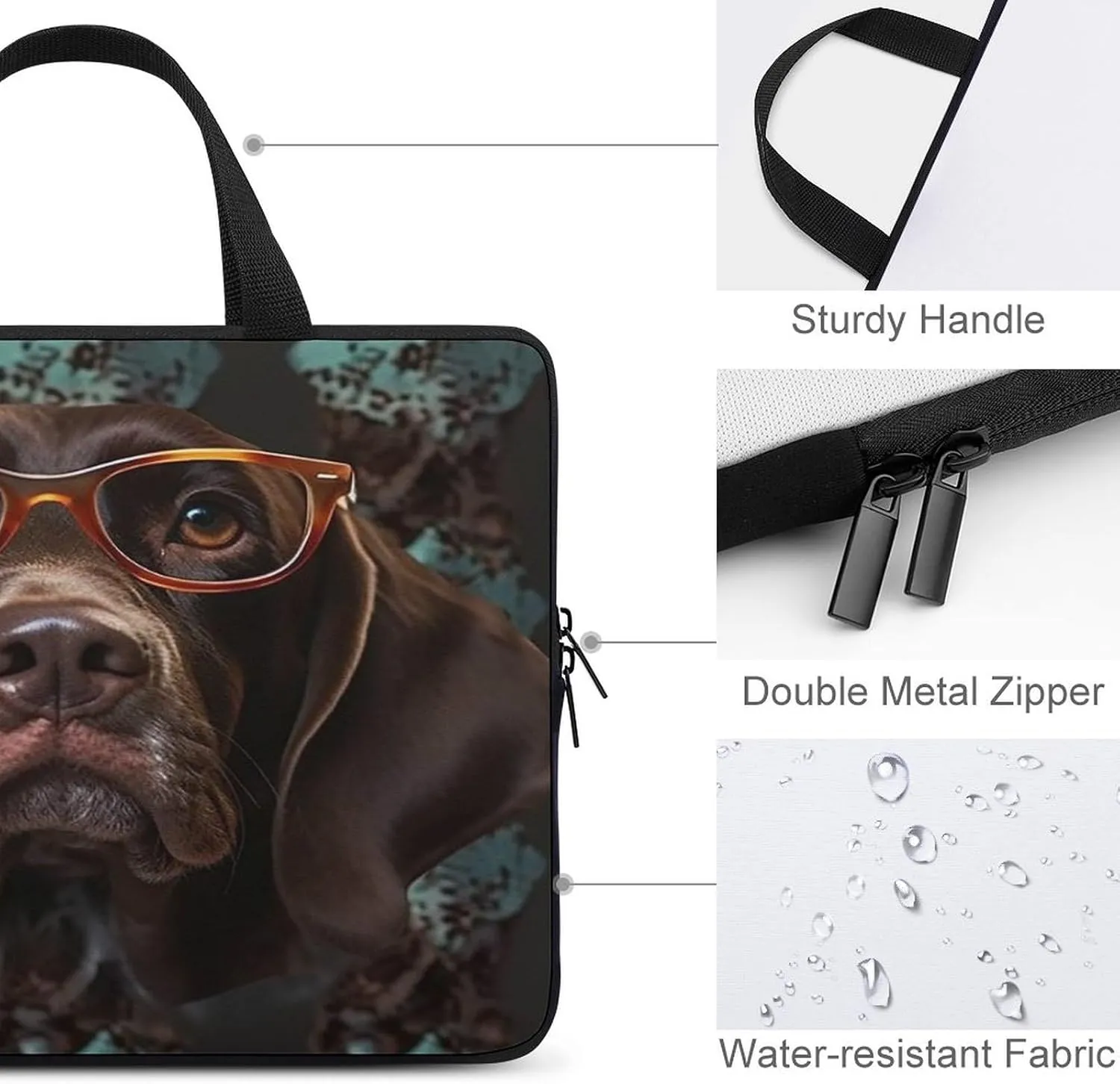 Laptop Bag Ultrathin German Shorthaired Printing Laptop Carrying Case Portability Messenger Bags For Work Travel