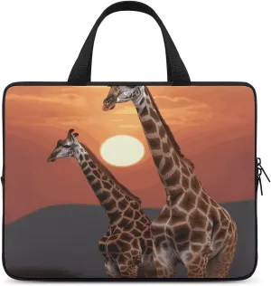 Laptop Bag Ultrathin Giraffe at Sunset Printing Laptop Carrying Case Portability Messenger Bags For Work Travel