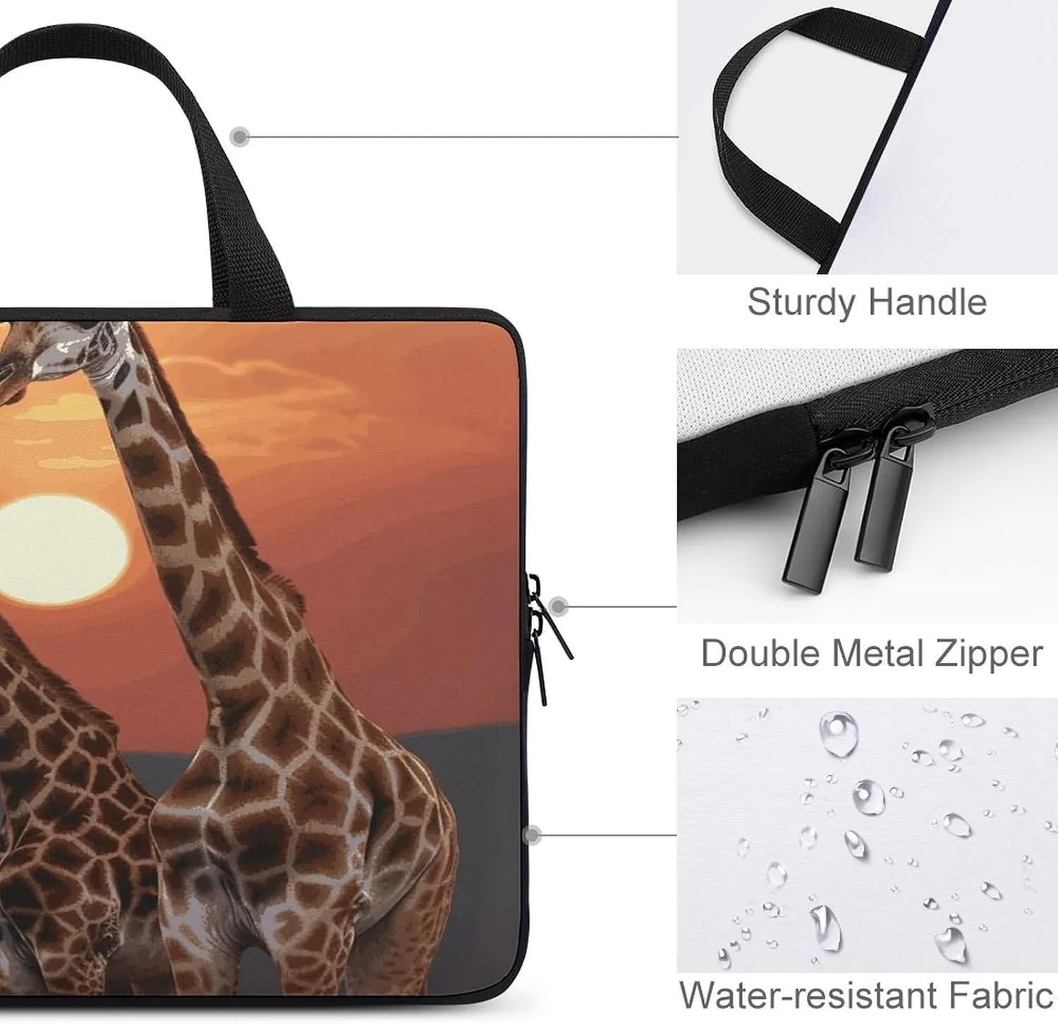 Laptop Bag Ultrathin Giraffe at Sunset Printing Laptop Carrying Case Portability Messenger Bags For Work Travel