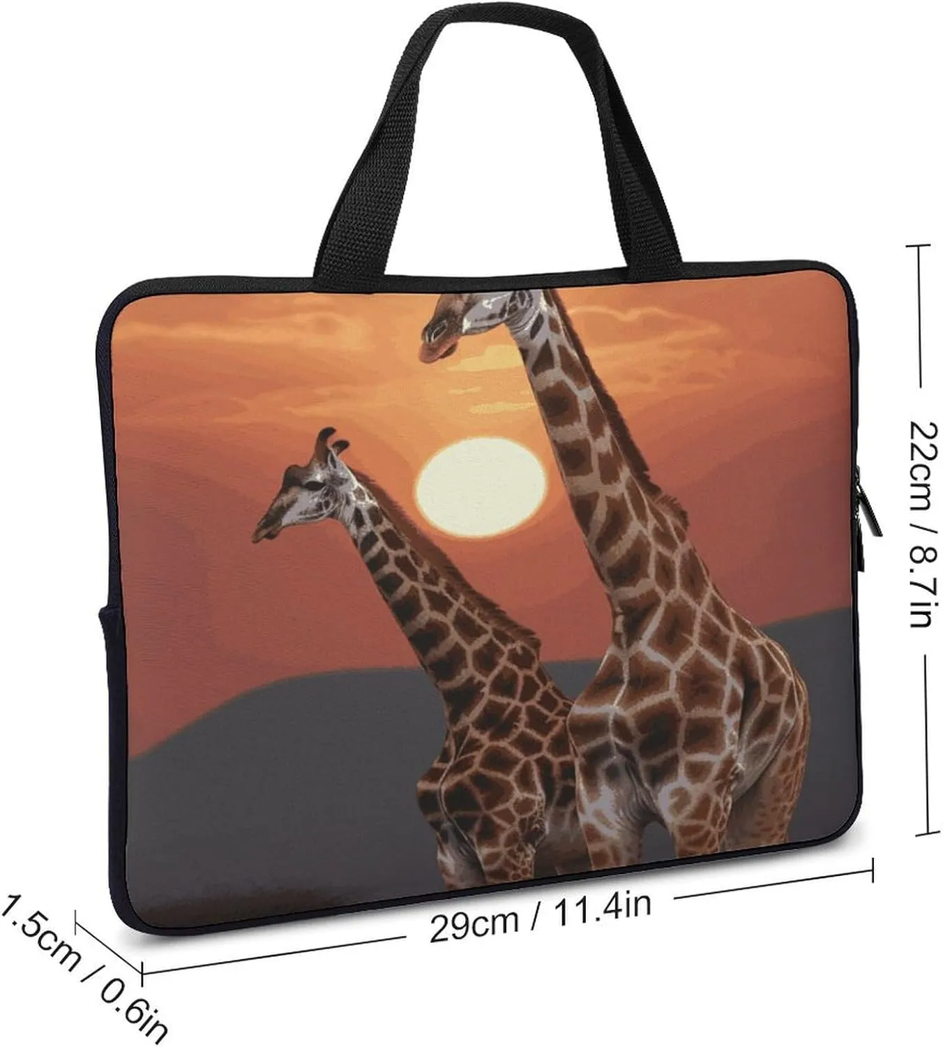 Laptop Bag Ultrathin Giraffe at Sunset Printing Laptop Carrying Case Portability Messenger Bags For Work Travel