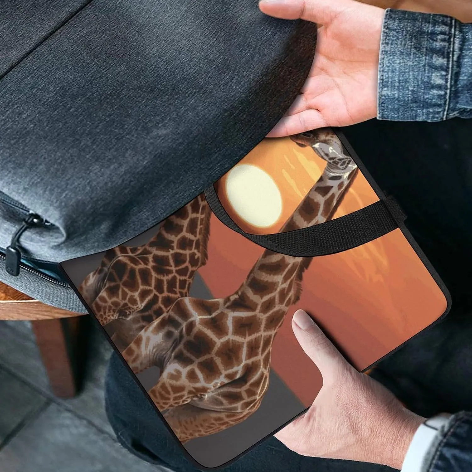 Laptop Bag Ultrathin Giraffe at Sunset Printing Laptop Carrying Case Portability Messenger Bags For Work Travel