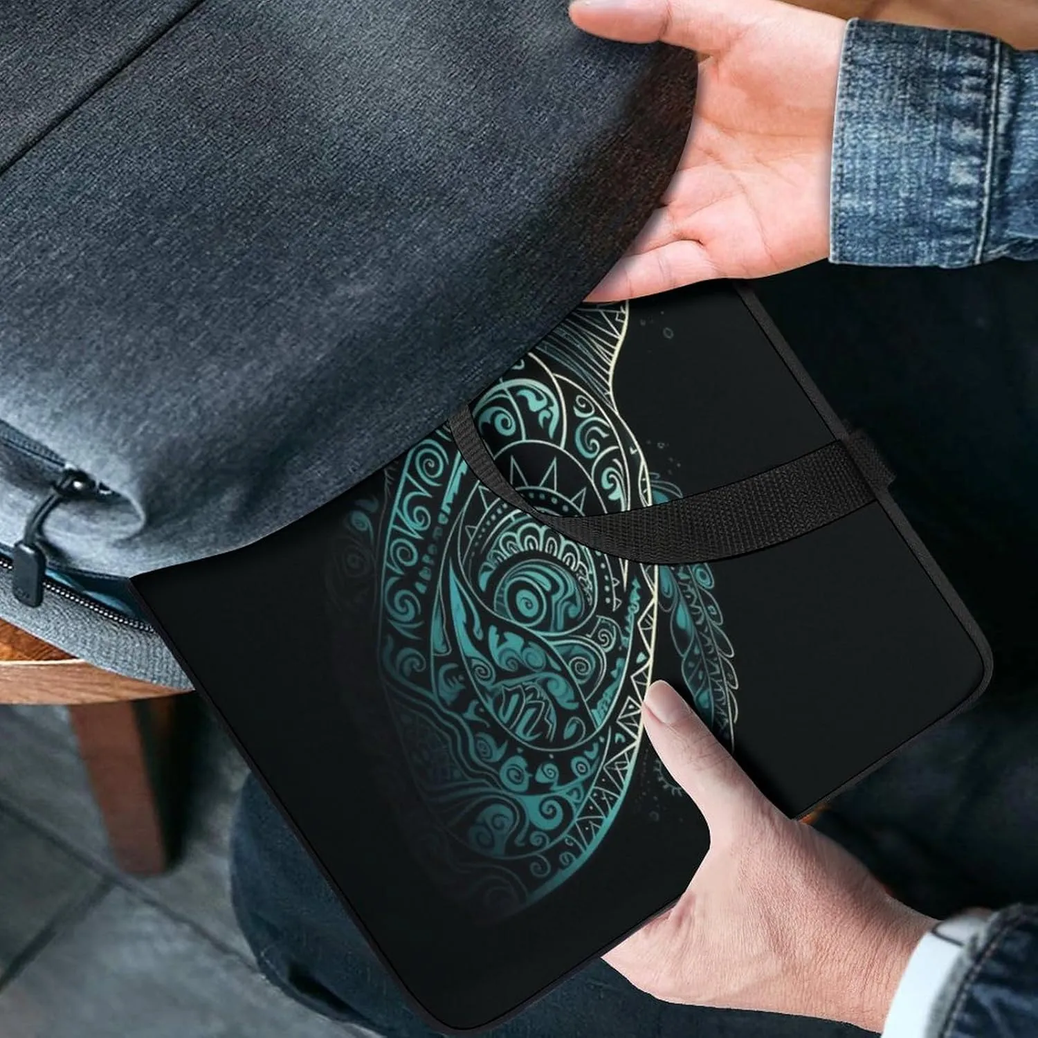 Laptop Bag Ultrathin Glowing Green Sea Turtle Printing Laptop Carrying Case Portability Messenger Bags For Work Travel