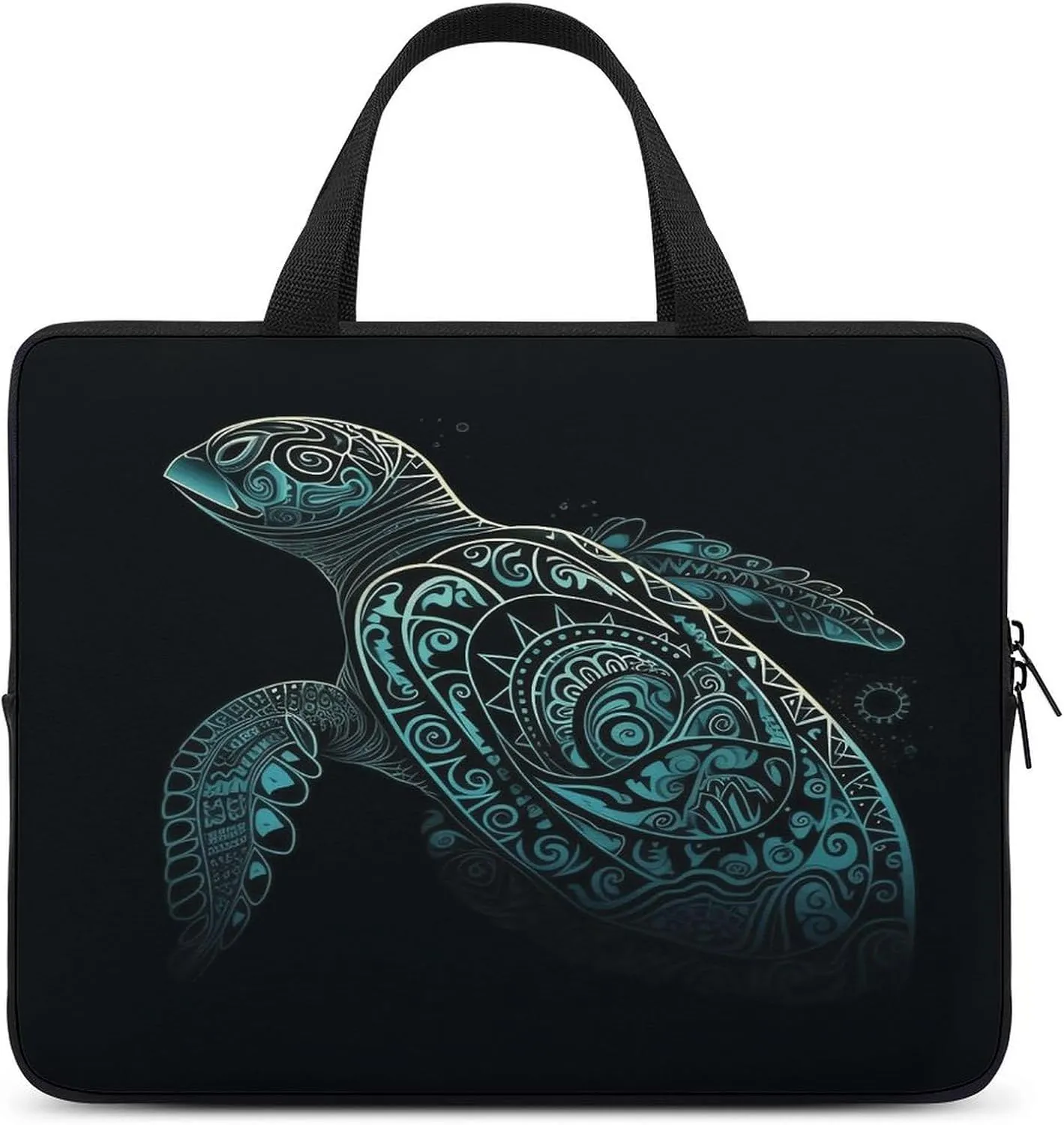 Laptop Bag Ultrathin Glowing Green Sea Turtle Printing Laptop Carrying Case Portability Messenger Bags For Work Travel
