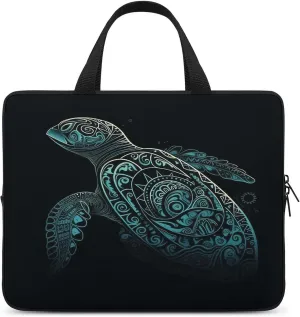 Laptop Bag Ultrathin Glowing Green Sea Turtle Printing Laptop Carrying Case Portability Messenger Bags For Work Travel