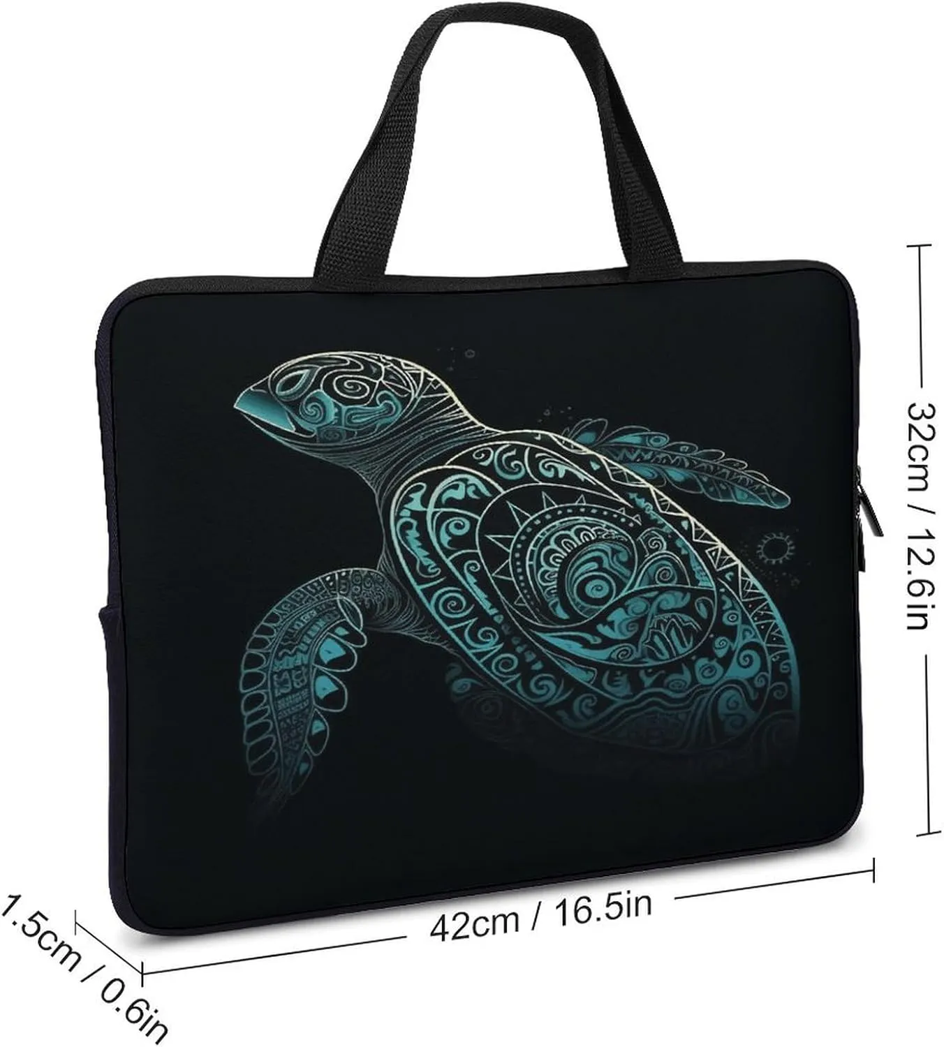 Laptop Bag Ultrathin Glowing Green Sea Turtle Printing Laptop Carrying Case Portability Messenger Bags For Work Travel