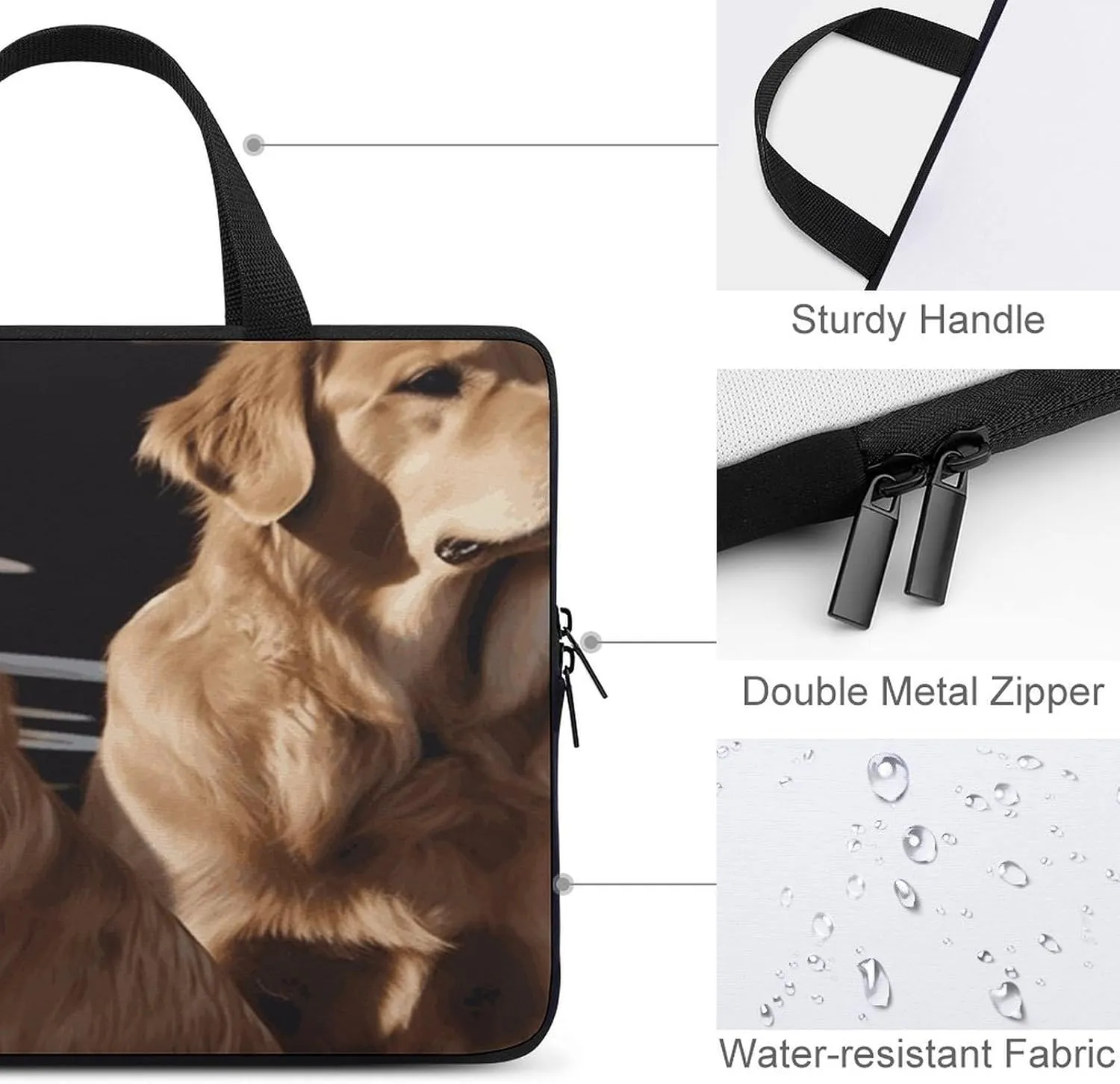Laptop Bag Ultrathin Golden Retrievers Printing Laptop Carrying Case Portability Messenger Bags For Work Travel