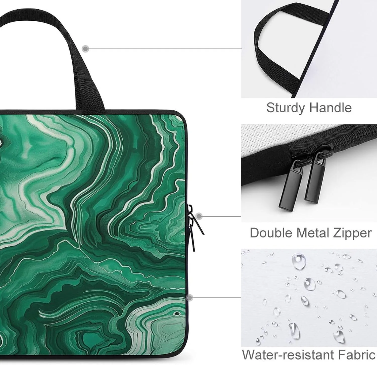 Laptop Bag Ultrathin Green And White Ink Printing Laptop Carrying Case Portability Messenger Bags For Work Travel