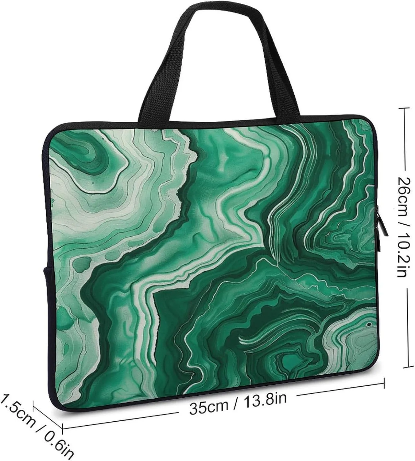 Laptop Bag Ultrathin Green And White Ink Printing Laptop Carrying Case Portability Messenger Bags For Work Travel
