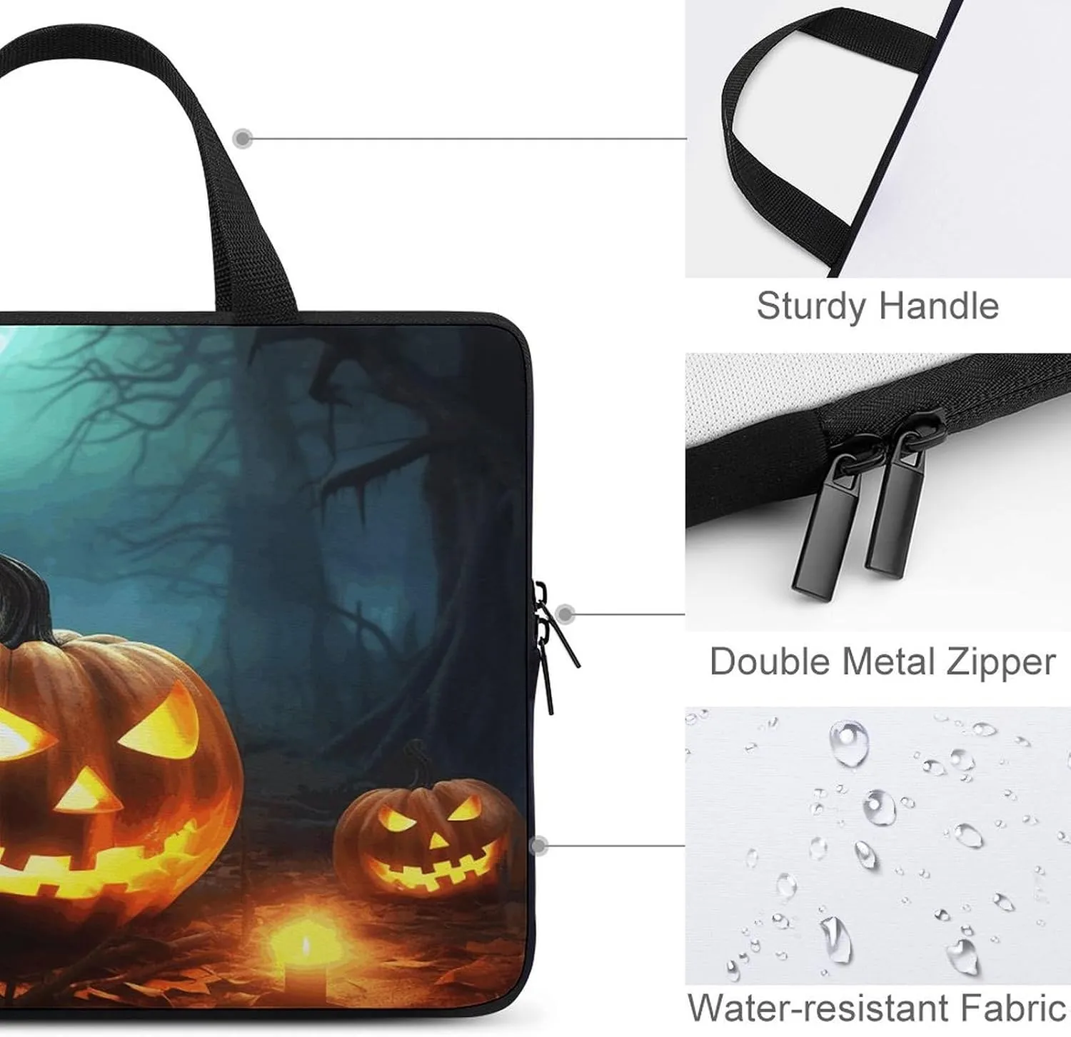 Laptop Bag Ultrathin Happy Pumpkins Printing Laptop Carrying Case Portability Messenger Bags For Work Travel