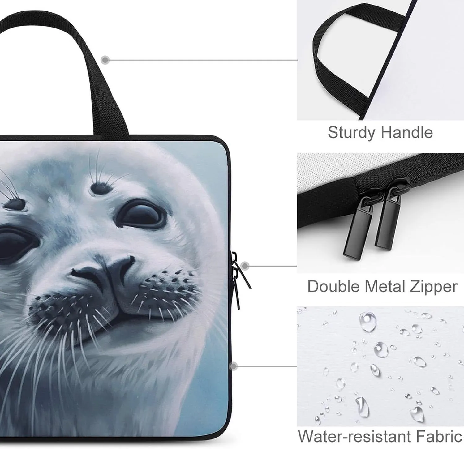 Laptop Bag Ultrathin Harp Seal Painting Wallpaper Printing Laptop Carrying Case Portability Messenger Bags For Work Travel