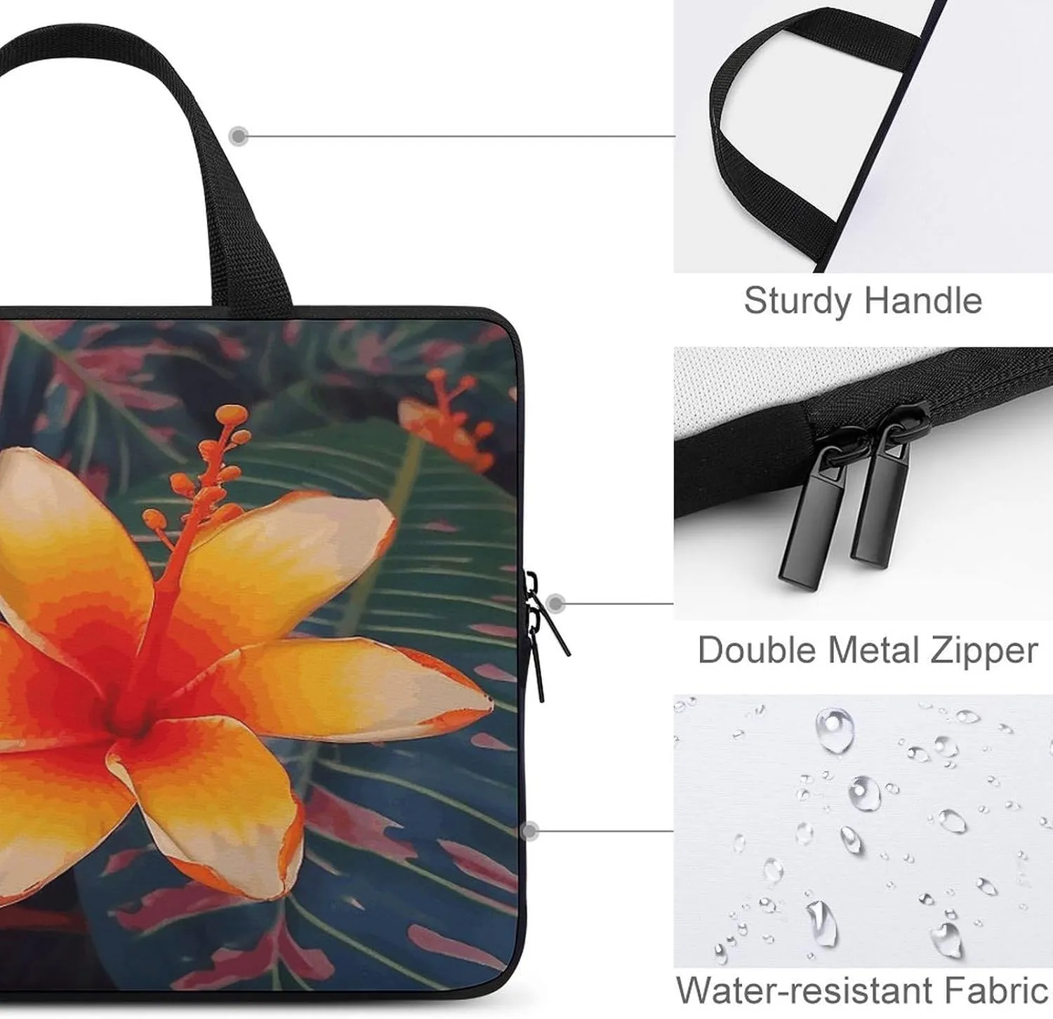 Laptop Bag Ultrathin Hawaii Tropical Flower Printing Laptop Carrying Case Portability Messenger Bags For Work Travel