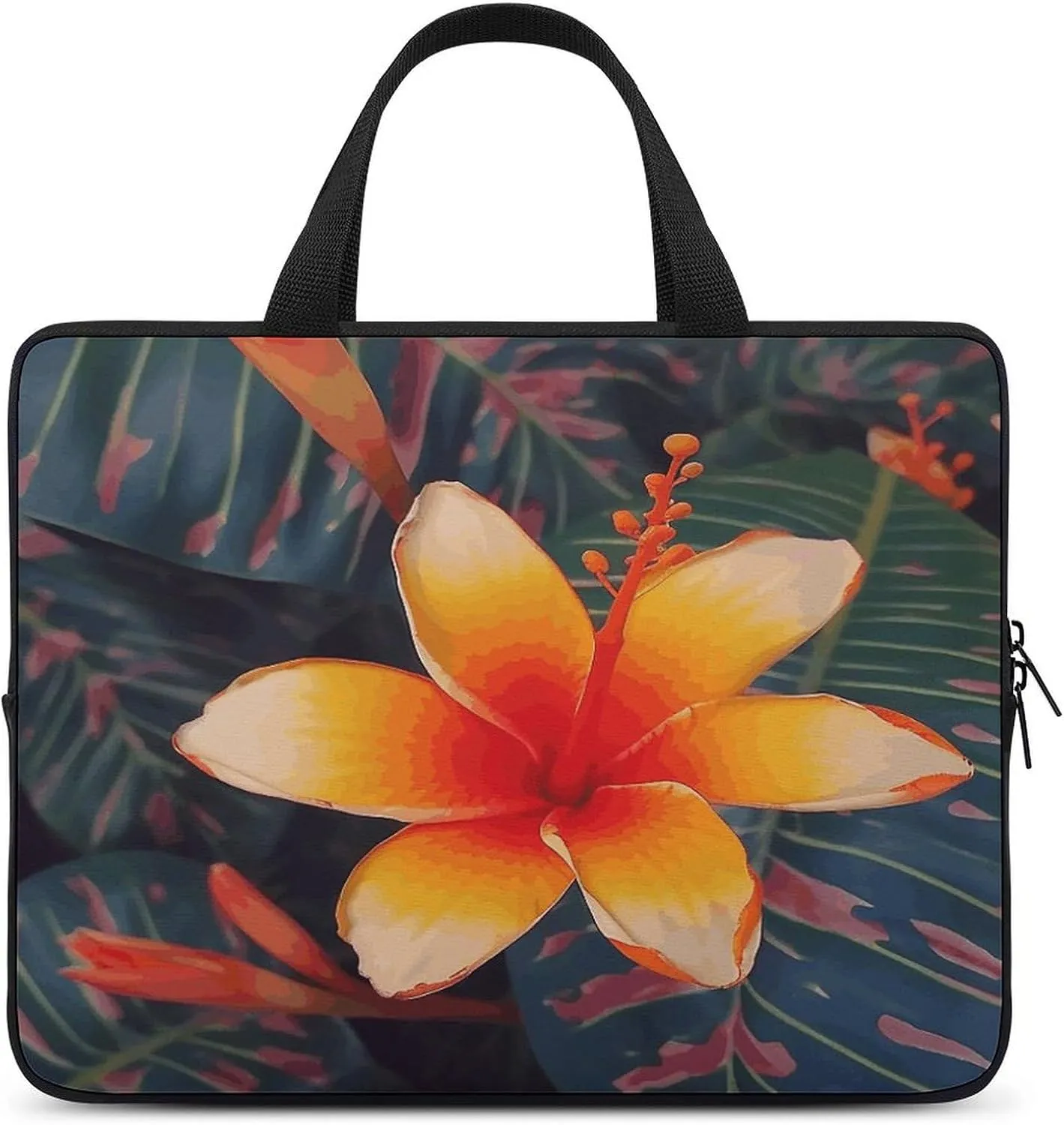 Laptop Bag Ultrathin Hawaii Tropical Flower Printing Laptop Carrying Case Portability Messenger Bags For Work Travel