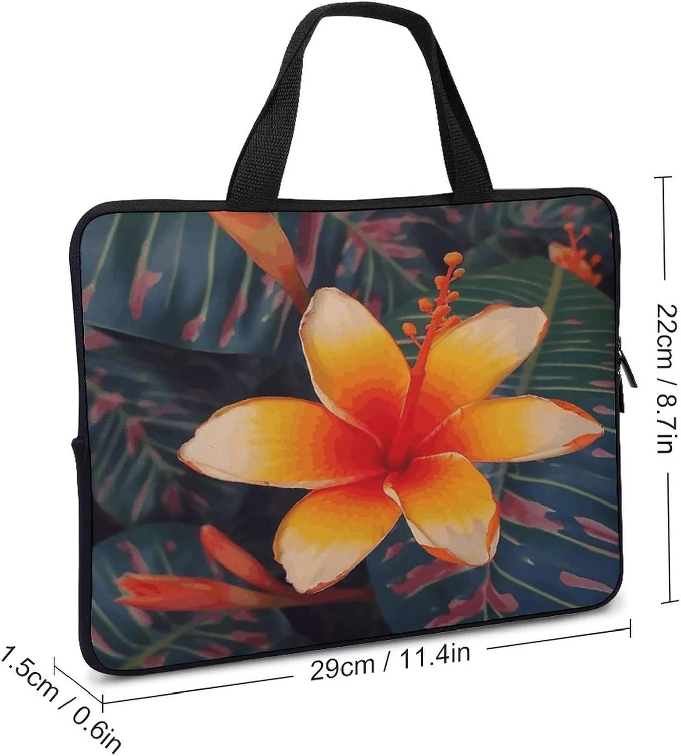 Laptop Bag Ultrathin Hawaii Tropical Flower Printing Laptop Carrying Case Portability Messenger Bags For Work Travel