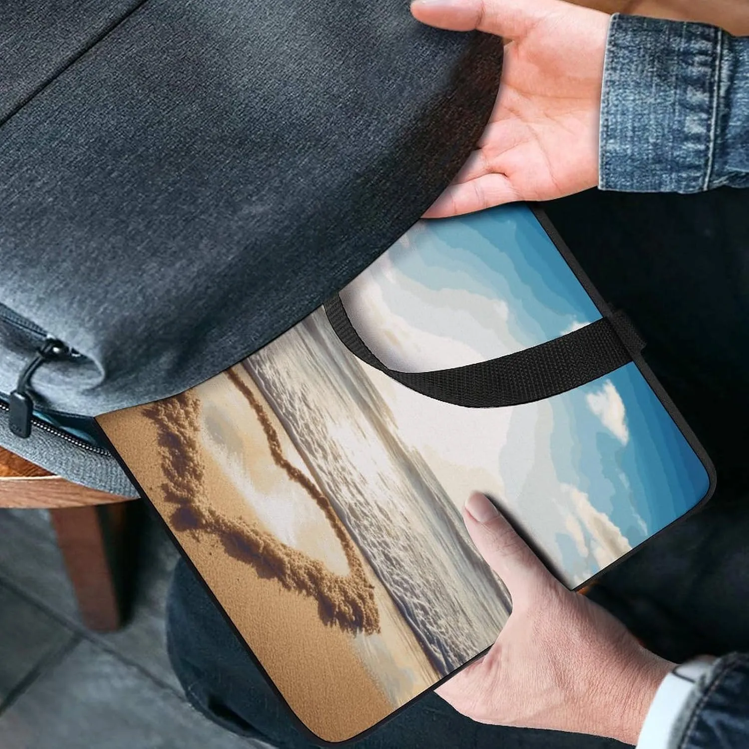 Laptop Bag Ultrathin Heart Shape Romantic Beach Printing Laptop Carrying Case Portability Messenger Bags For Work Travel