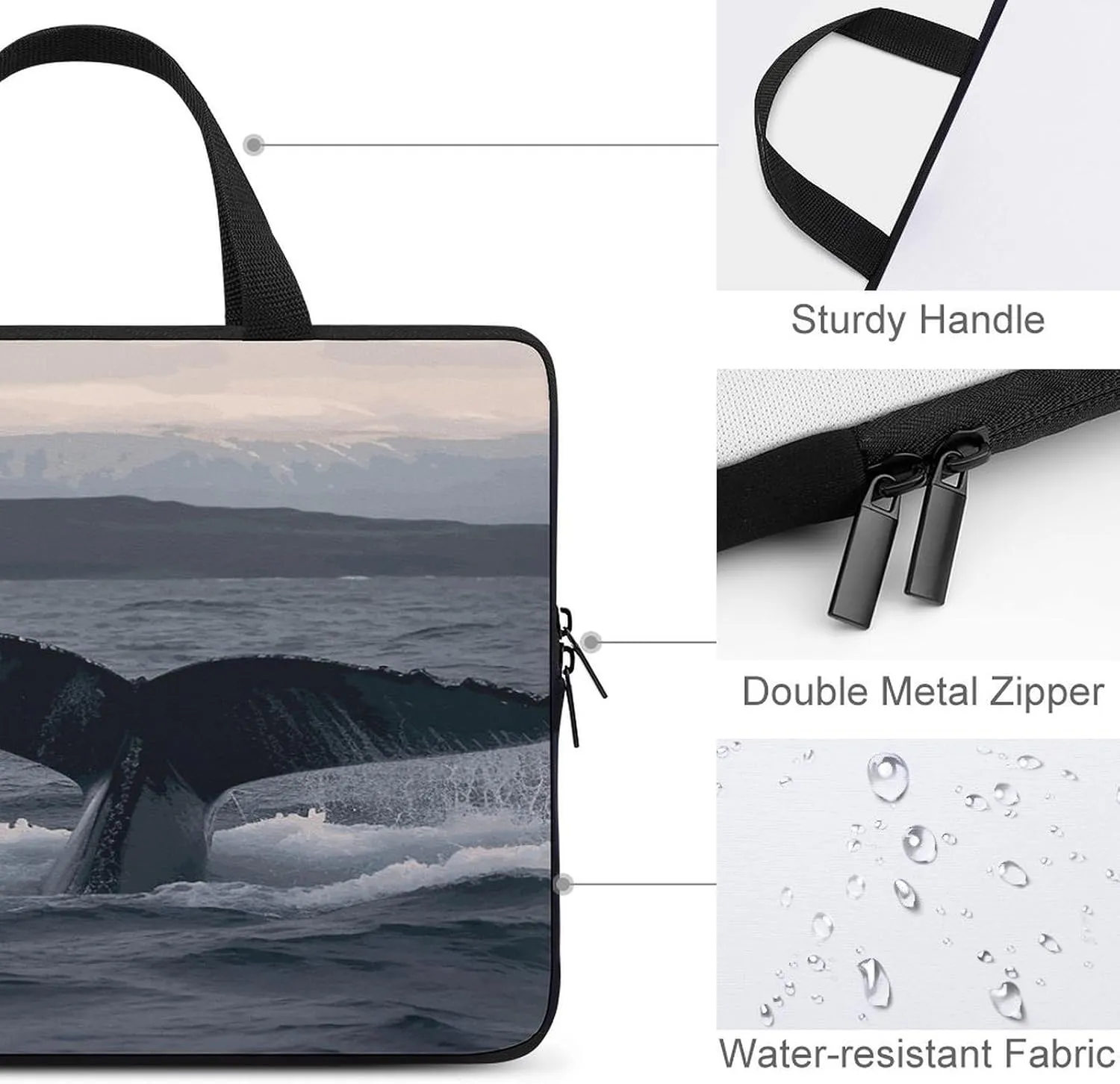Laptop Bag Ultrathin Humpback Whale Tail Ocean Printing Laptop Carrying Case Portability Messenger Bags For Work Travel