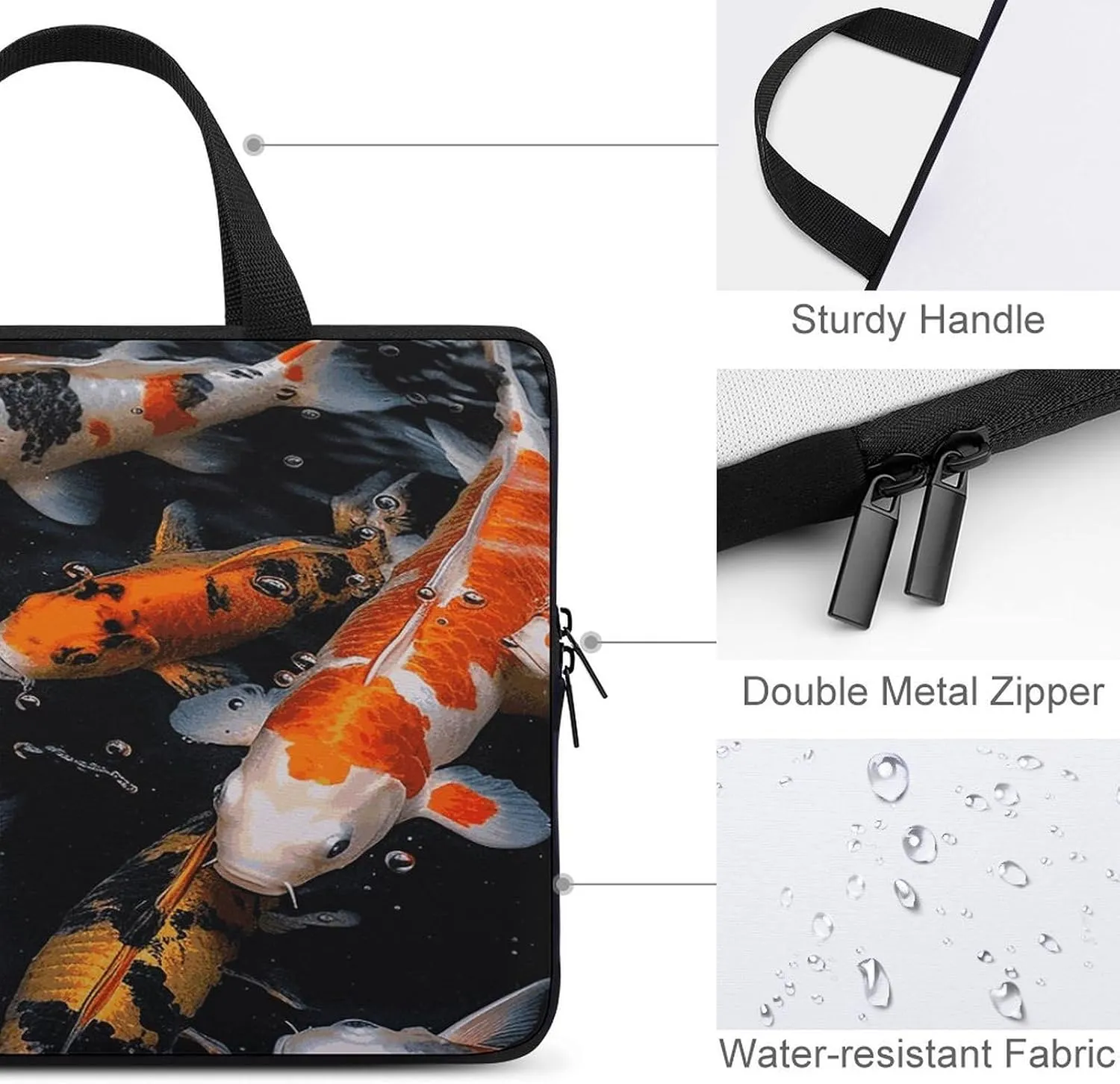 Laptop Bag Ultrathin Japan Fancy Carp Fishes Printing Laptop Carrying Case Portability Messenger Bags For Work Travel
