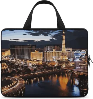 Laptop Bag Ultrathin Las Vegas Night View Printing Laptop Carrying Case Portability Messenger Bags For Work Travel