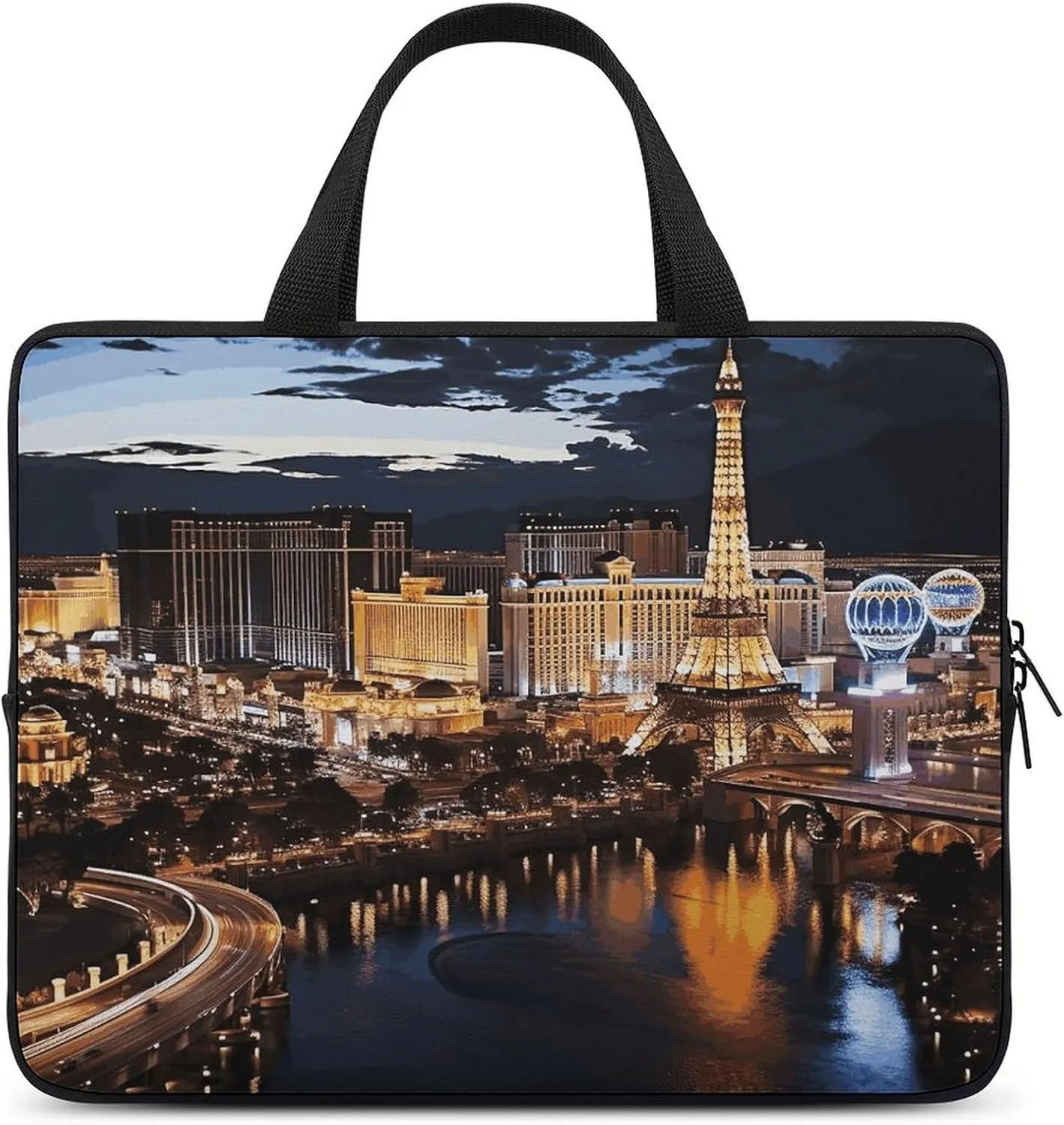 Laptop Bag Ultrathin Las Vegas Night View Printing Laptop Carrying Case Portability Messenger Bags For Work Travel