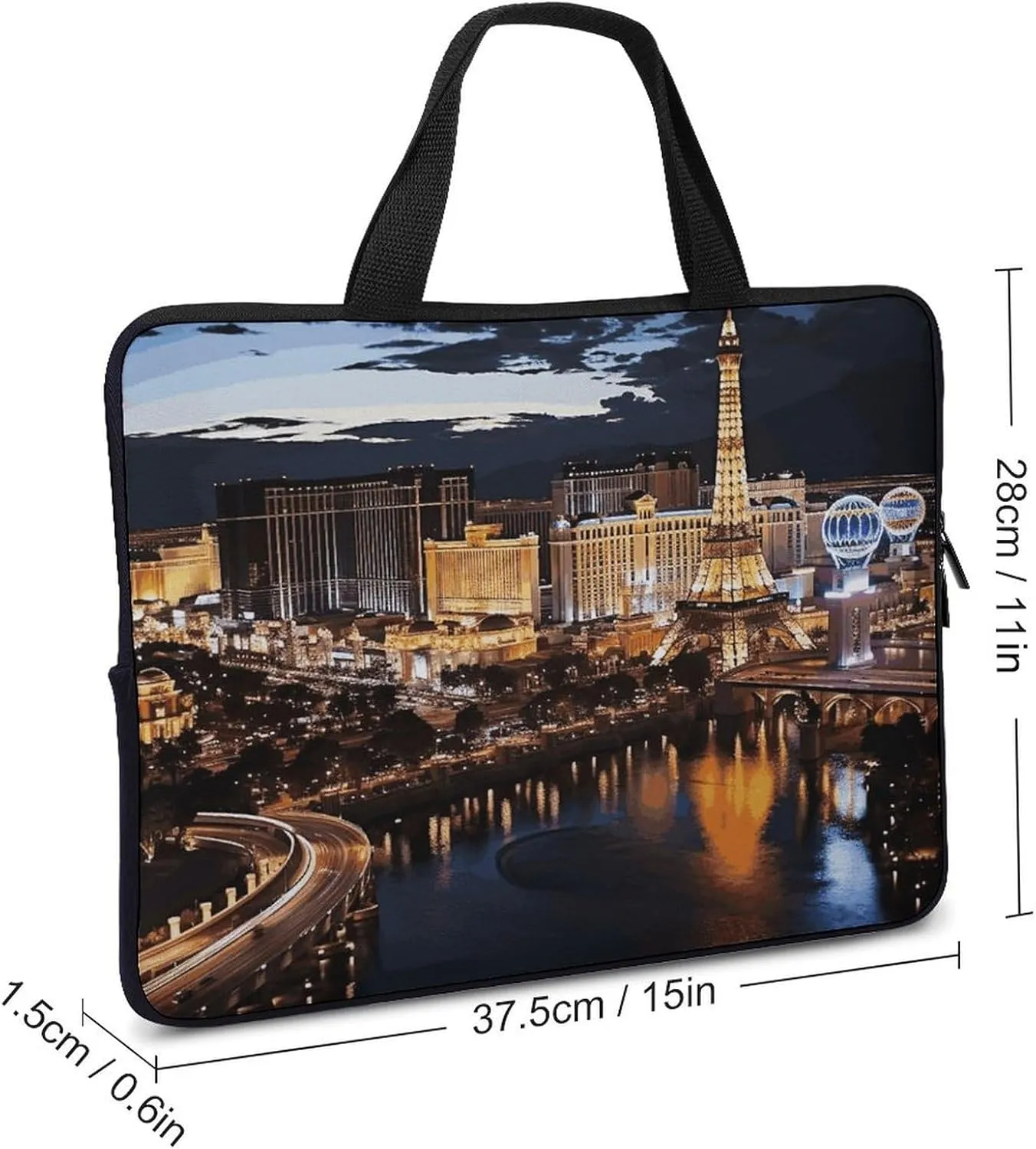 Laptop Bag Ultrathin Las Vegas Night View Printing Laptop Carrying Case Portability Messenger Bags For Work Travel