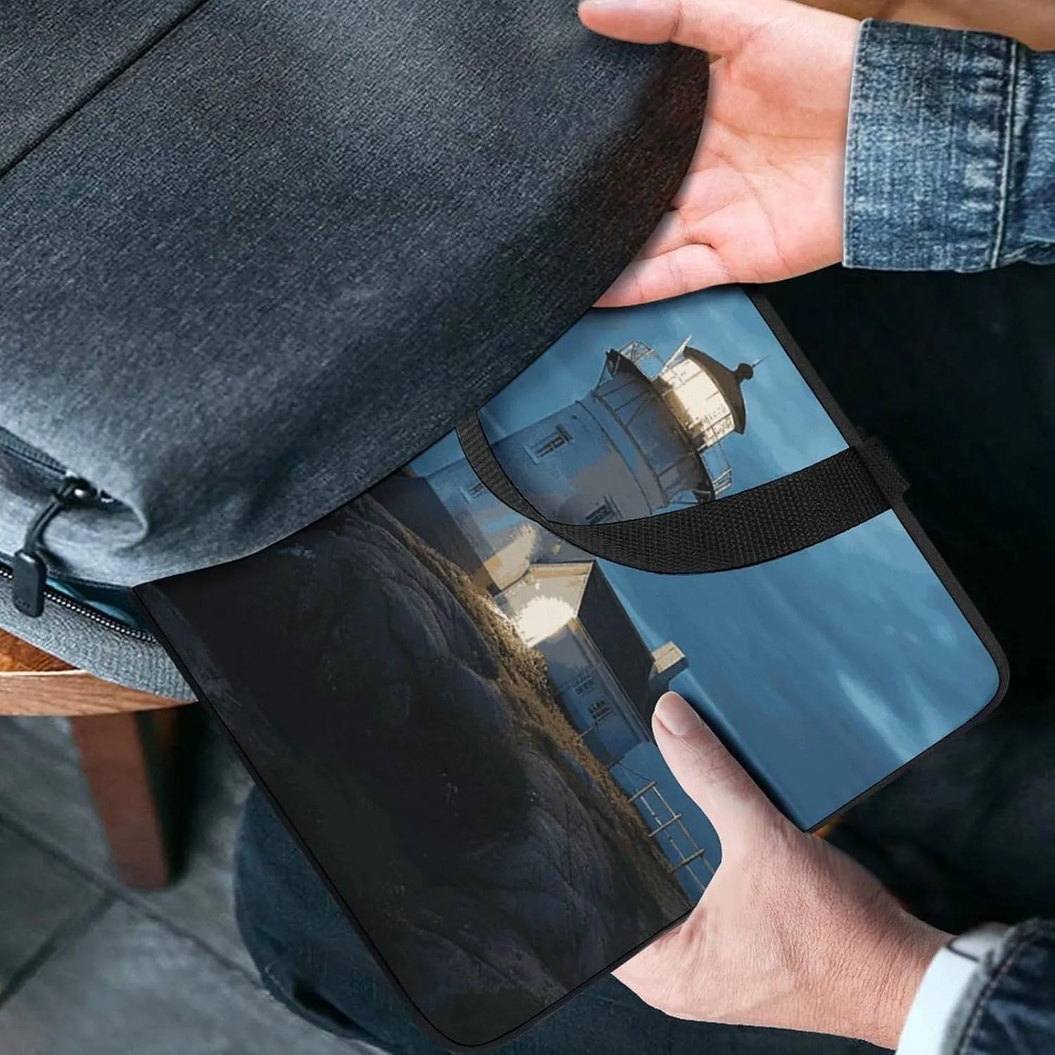 Laptop Bag Ultrathin Lighthouse at Night Printing Laptop Carrying Case Portability Messenger Bags For Work Travel