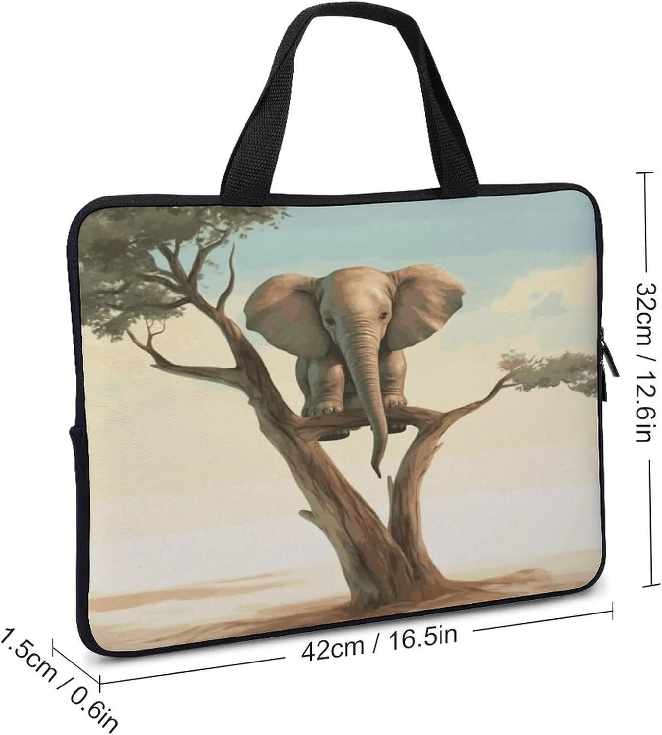 Laptop Bag Ultrathin Little Elephant on Tree Printing Laptop Carrying Case Portability Messenger Bags For Work Travel