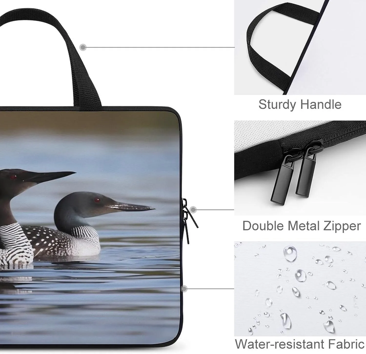 Laptop Bag Ultrathin Loon Birds Printing Laptop Carrying Case Portability Messenger Bags For Work Travel