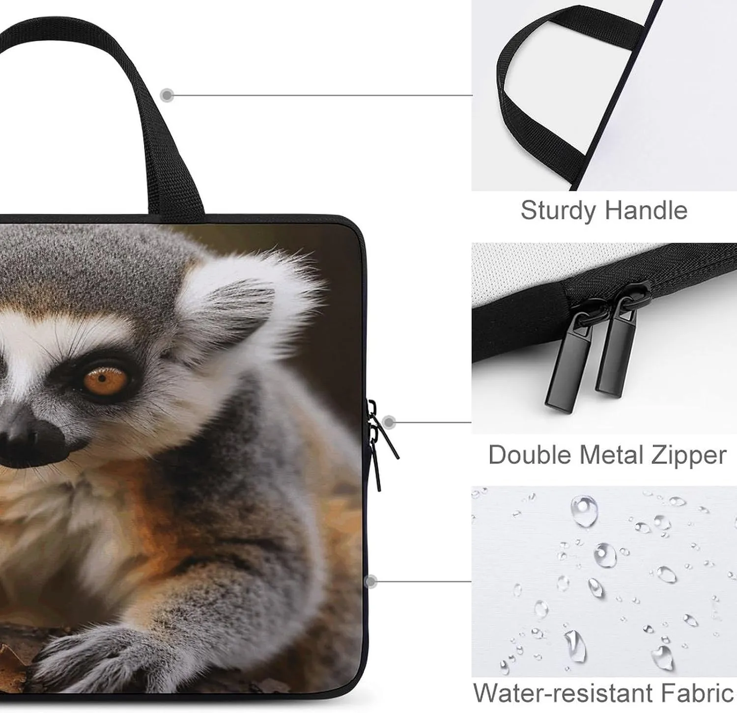 Laptop Bag Ultrathin Monkey Lemur Cute Printing Laptop Carrying Case Portability Messenger Bags For Work Travel