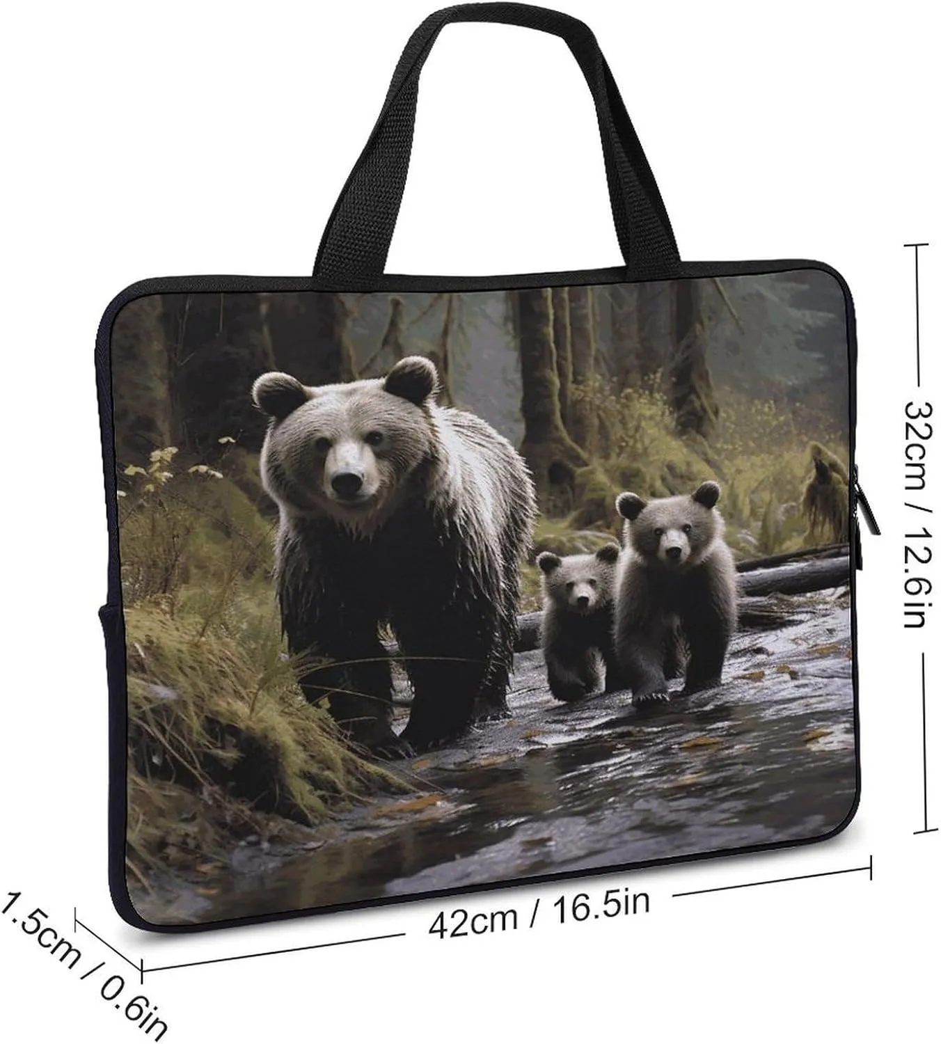Laptop Bag Ultrathin Mother Bear And Her Printing Laptop Carrying Case Portability Messenger Bags For Work Travel