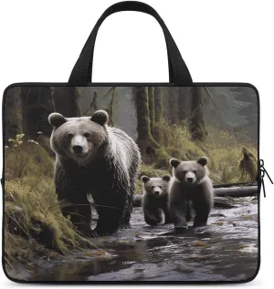 Laptop Bag Ultrathin Mother Bear And Her Printing Laptop Carrying Case Portability Messenger Bags For Work Travel