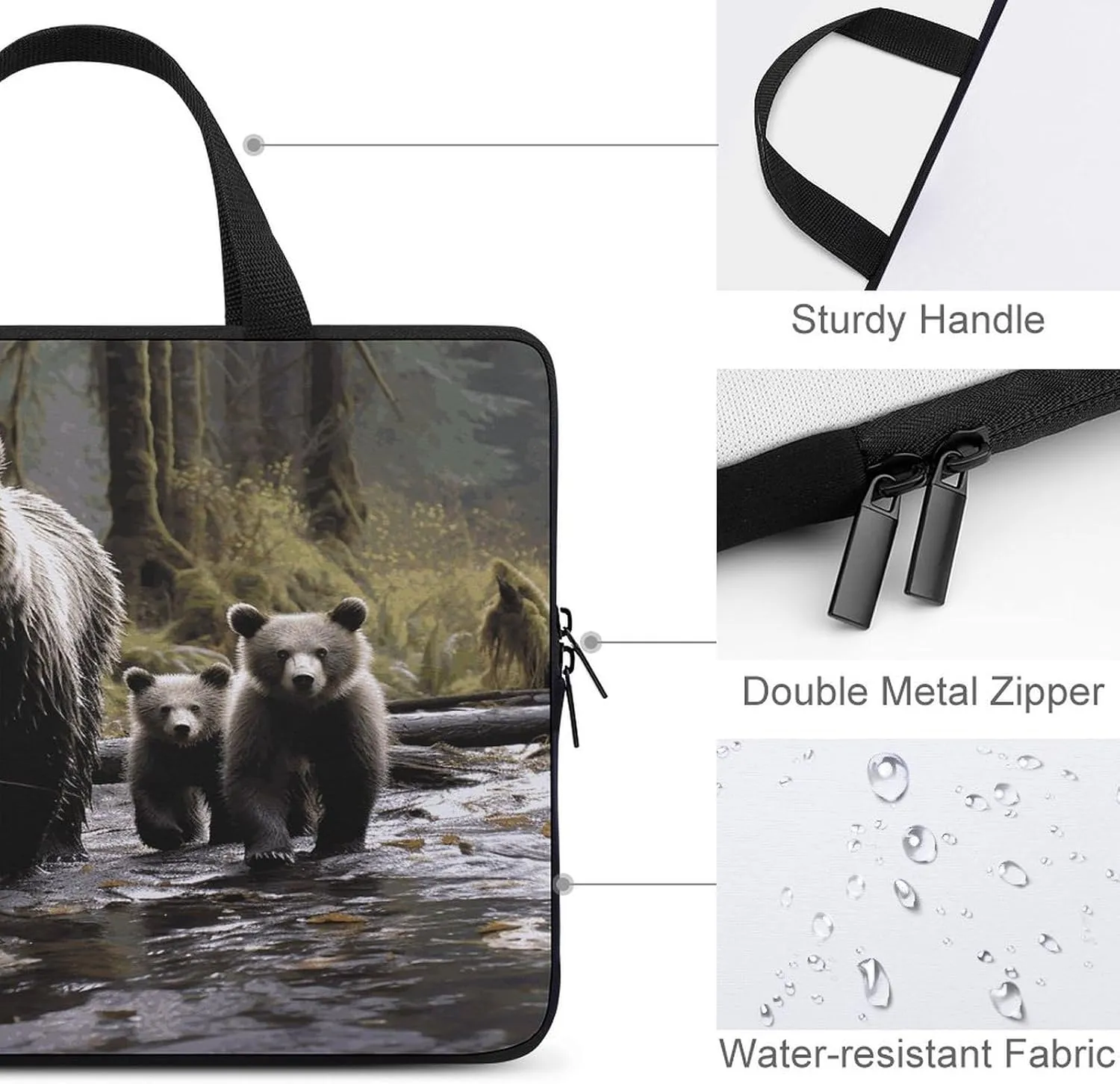 Laptop Bag Ultrathin Mother Bear And Her Printing Laptop Carrying Case Portability Messenger Bags For Work Travel