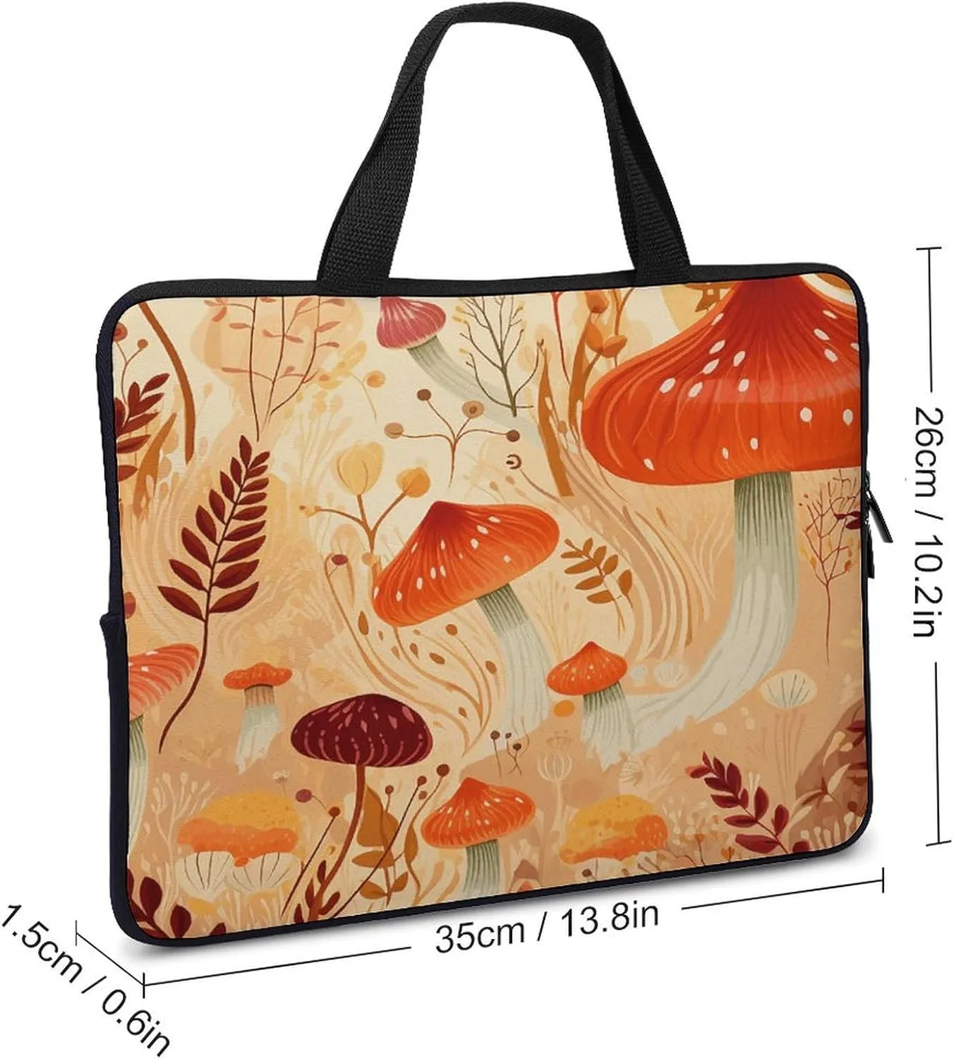 Laptop Bag Ultrathin Mushrooms And Plants Printing Laptop Carrying Case Portability Messenger Bags For Work Travel