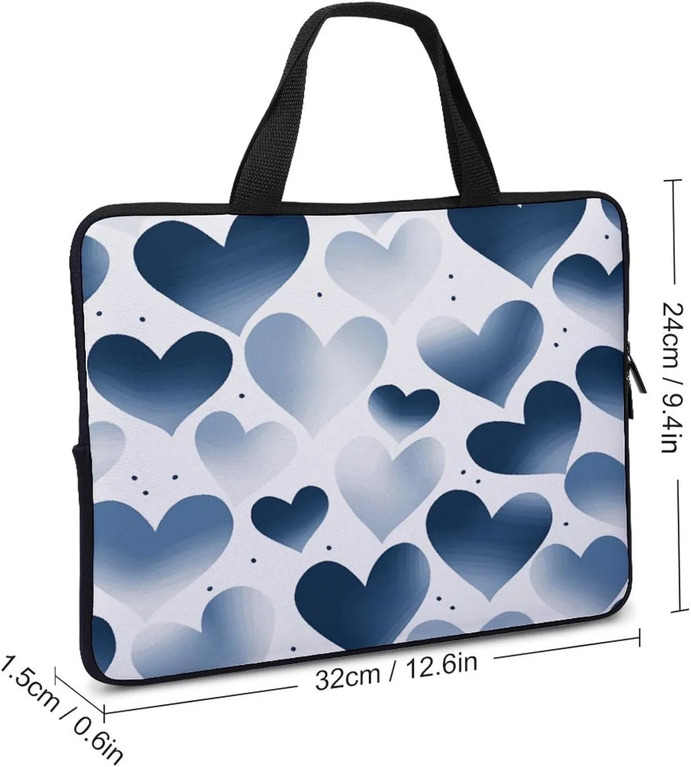 Laptop Bag Ultrathin Navy Heart Printing Laptop Carrying Case Portability Messenger Bags For Work Travel