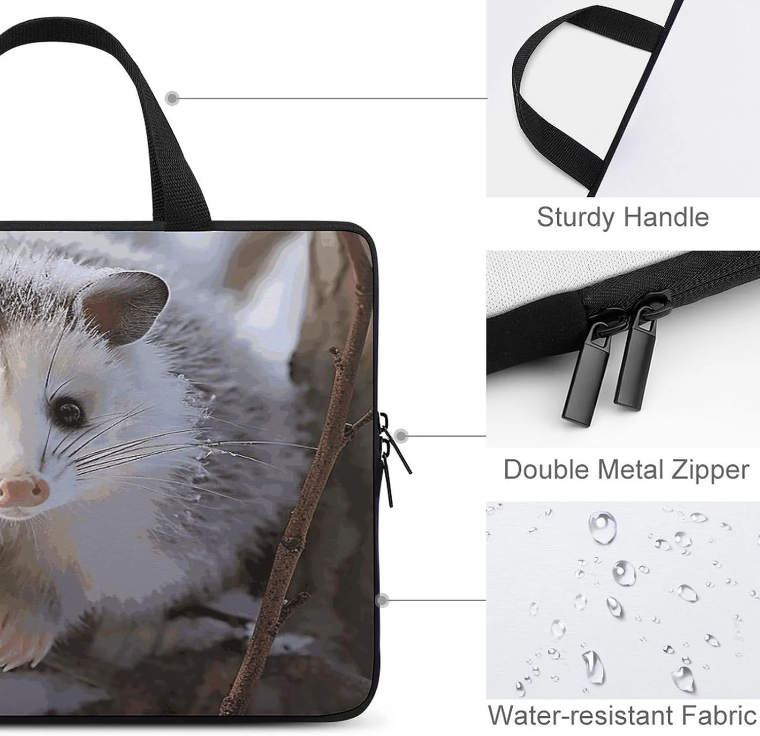Laptop Bag Ultrathin Opossum In Snow Printing Laptop Carrying Case Portability Messenger Bags For Work Travel